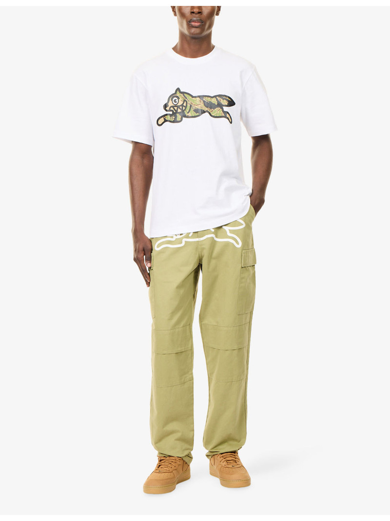 ICECREAM Tiger Stripe Running Dog Graphic Cotton-Jersey T-Shirt outlook