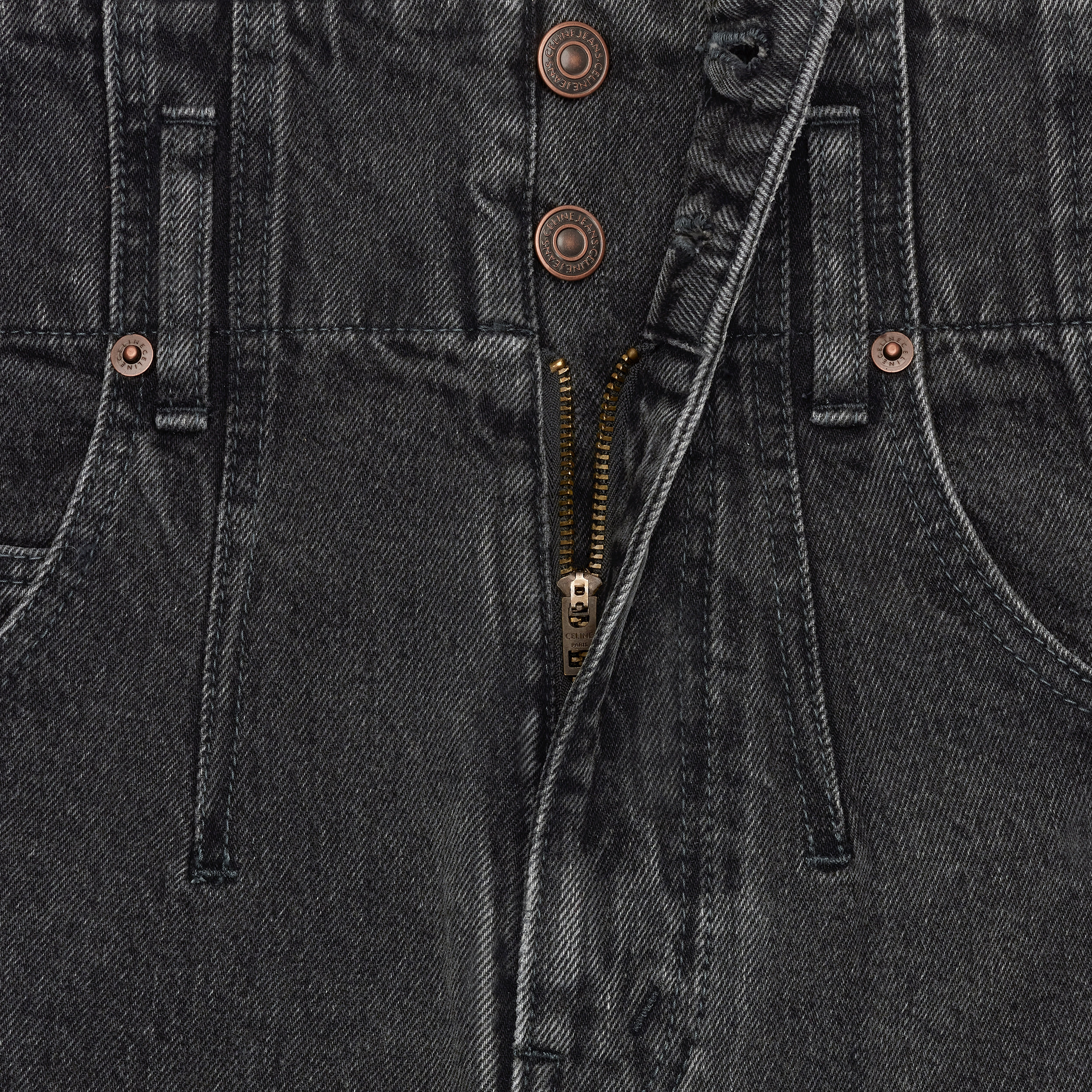 JUMBO JEANS IN CHARCOAL WASH DENIM - 4