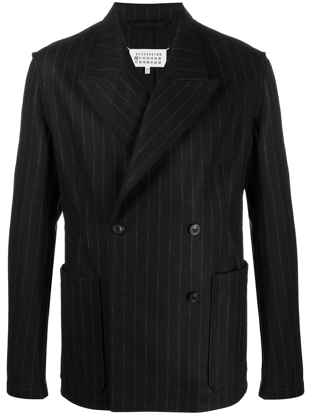 double-breasted pinstriped blazer - 1