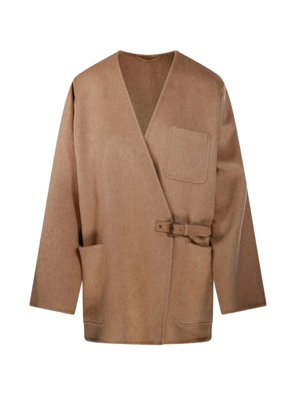 camel and mohair cardigan coat - 1