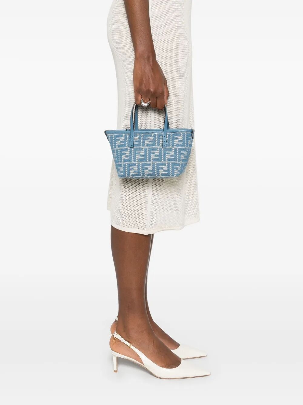 Fendi Women Denim-Effect Ff Jacquard Roll Mini Bag - 2