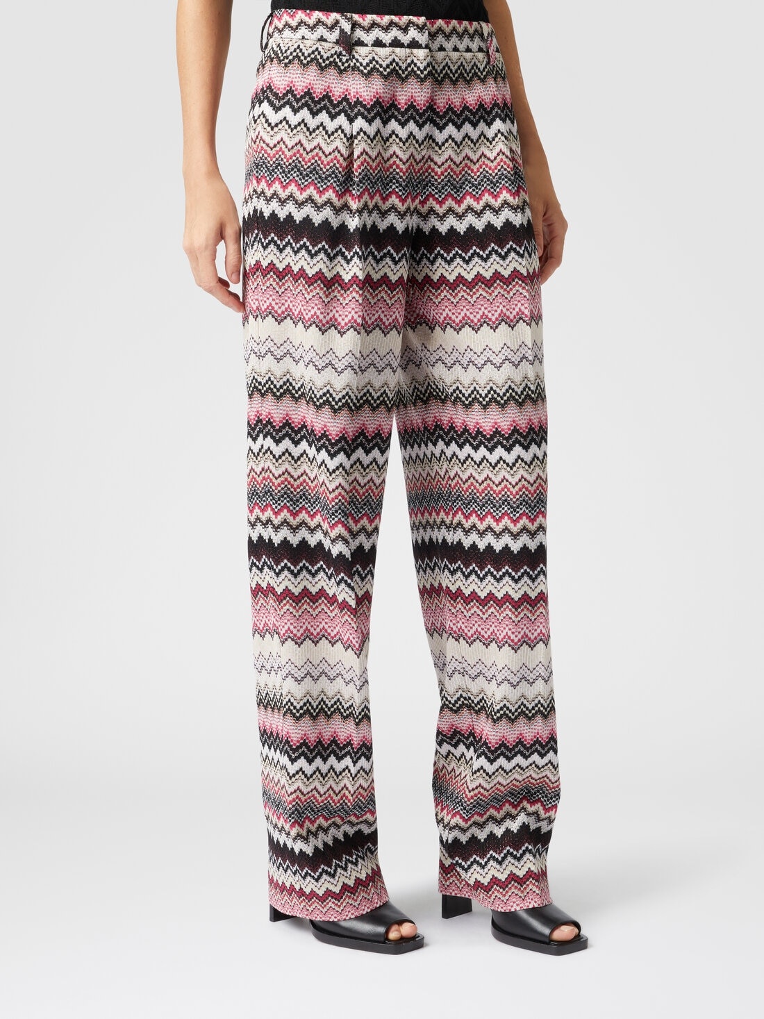 Classic trousers with lamé serrated zig zag pattern - 4