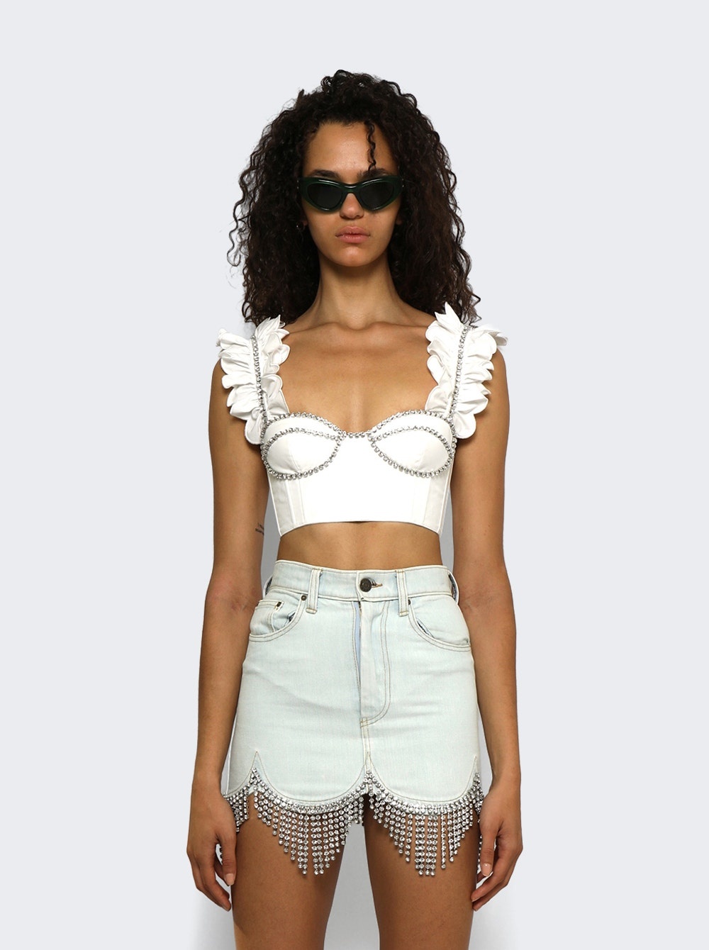 Poplin Ruffle Bustier White - 3