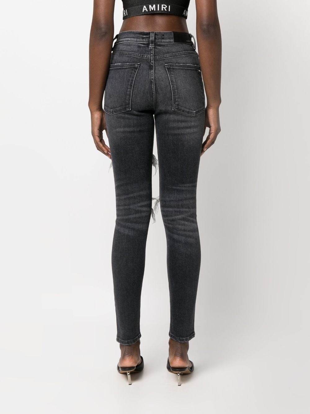 high-waist distressed skinny jeans - 4