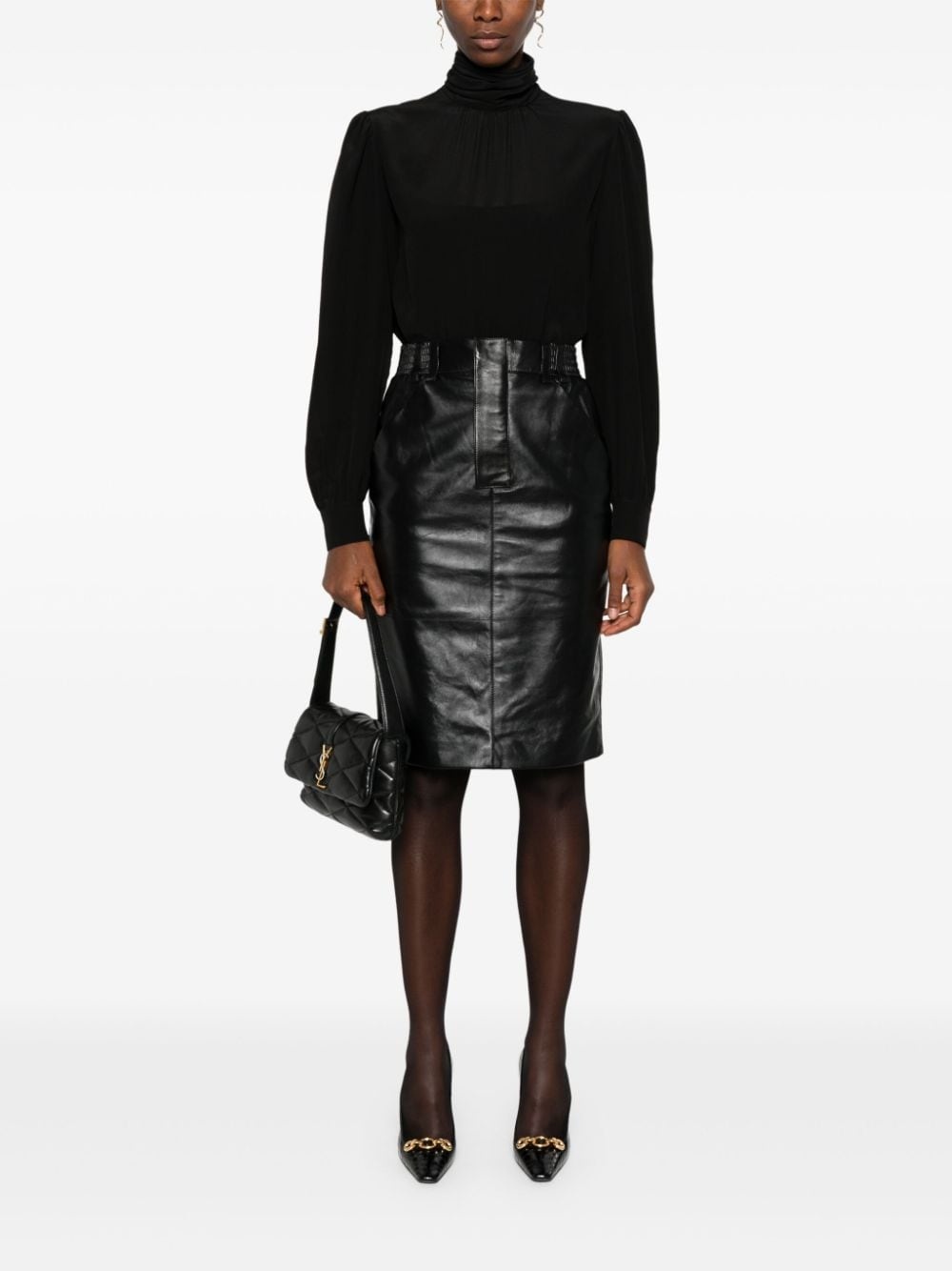 leather pencil skirt - 2