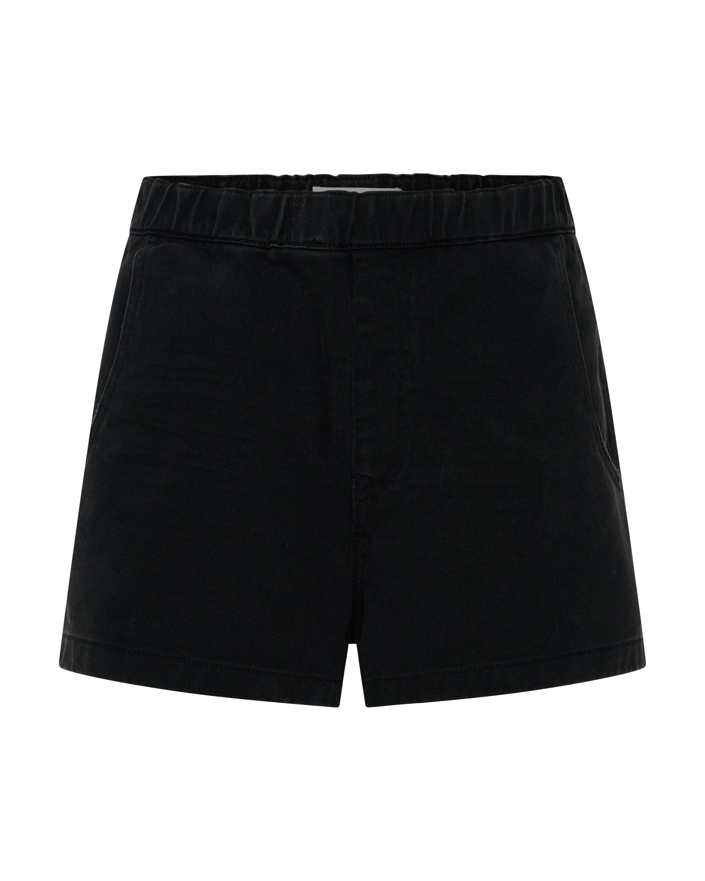 Funks High Waist Elasticated Denim Shorts - Smokey Black - 1