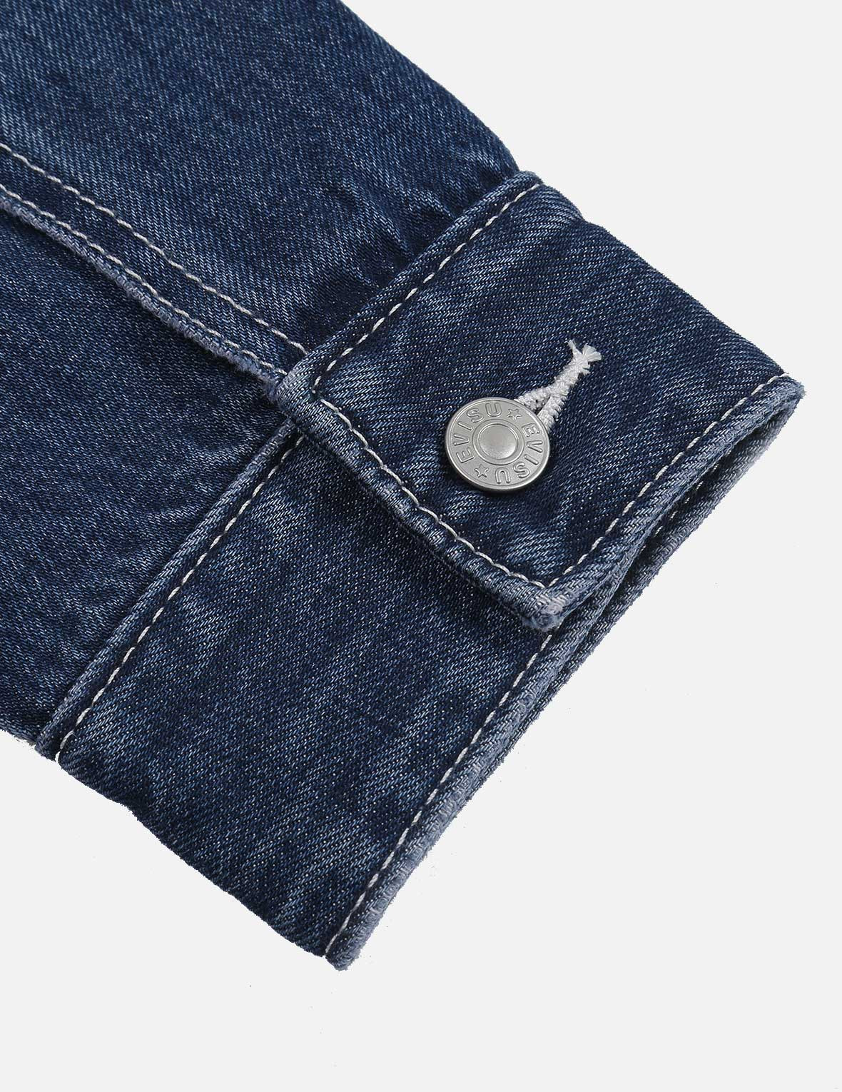 KAMON PRINT SHERPA MIXED DENIM SHIRT JACKET - 13
