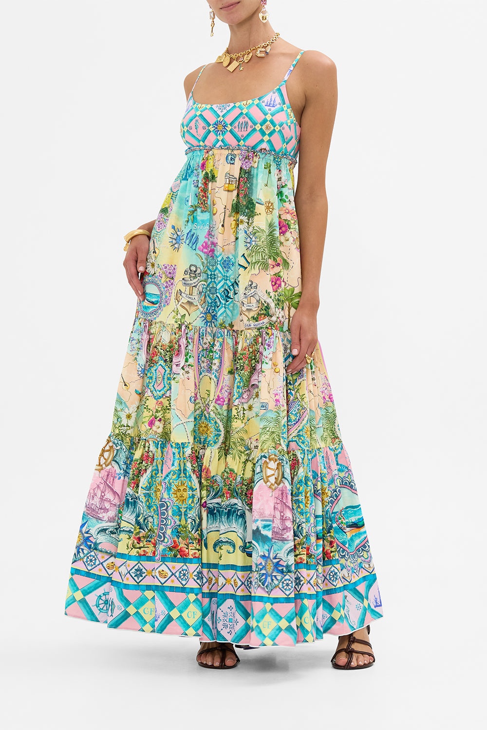 LONG DRESS WITH JERSEY BODICE - 2