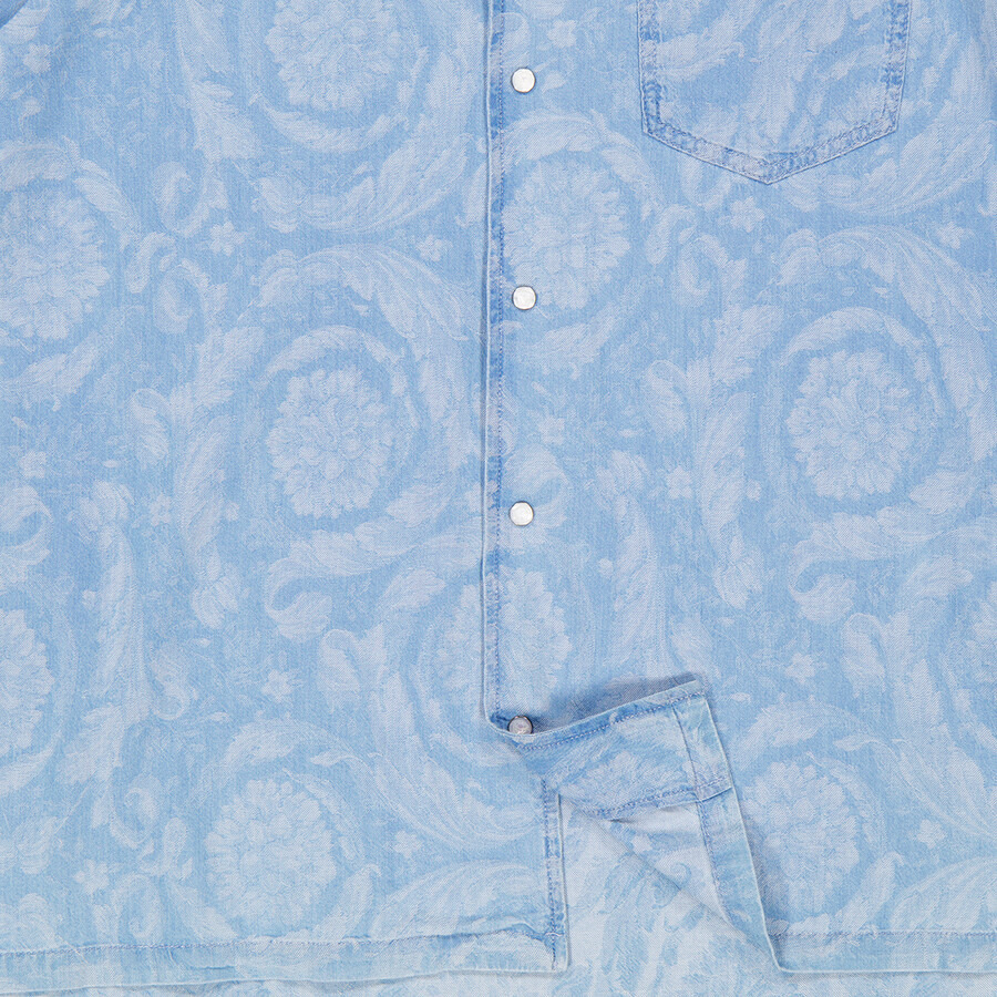 Versace Barocco Print Chambray Denim Shirt - 2