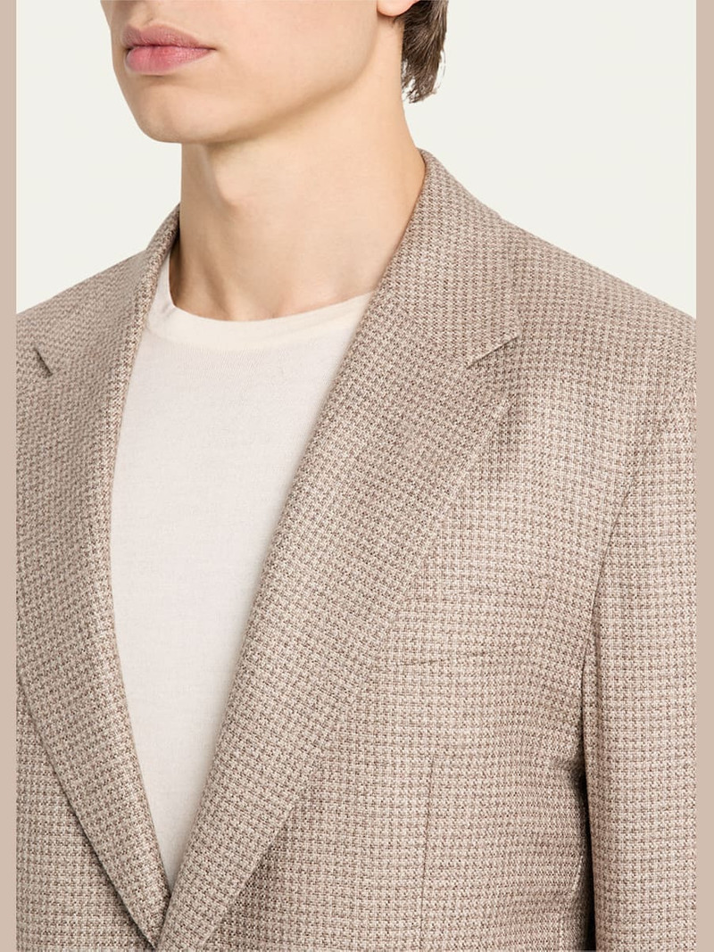 ZEGNA Men's Silk and Cashmere Houndstooth Notch-Lapel Sport Coat outlook