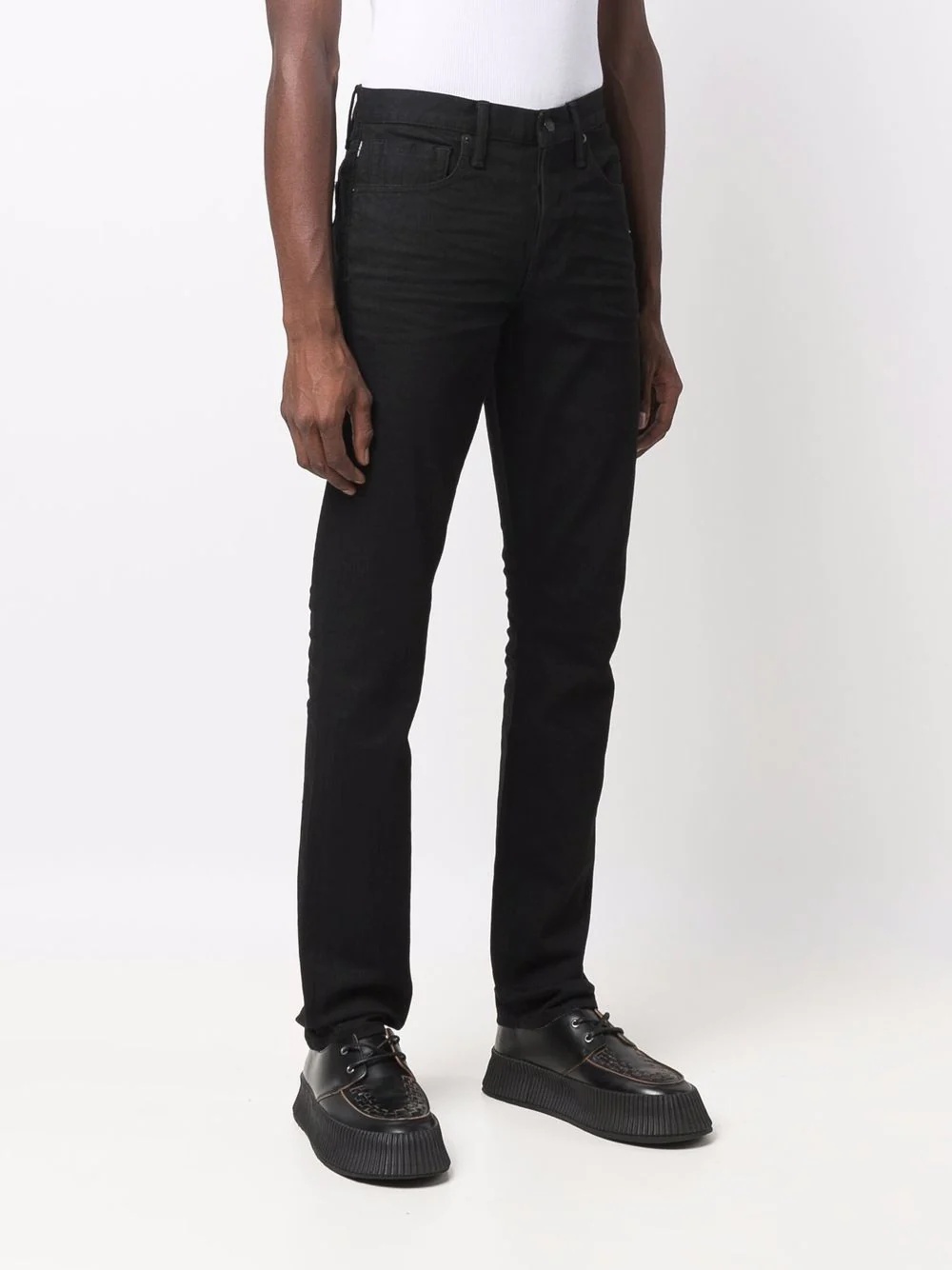 slim-cut washed jeans - 3