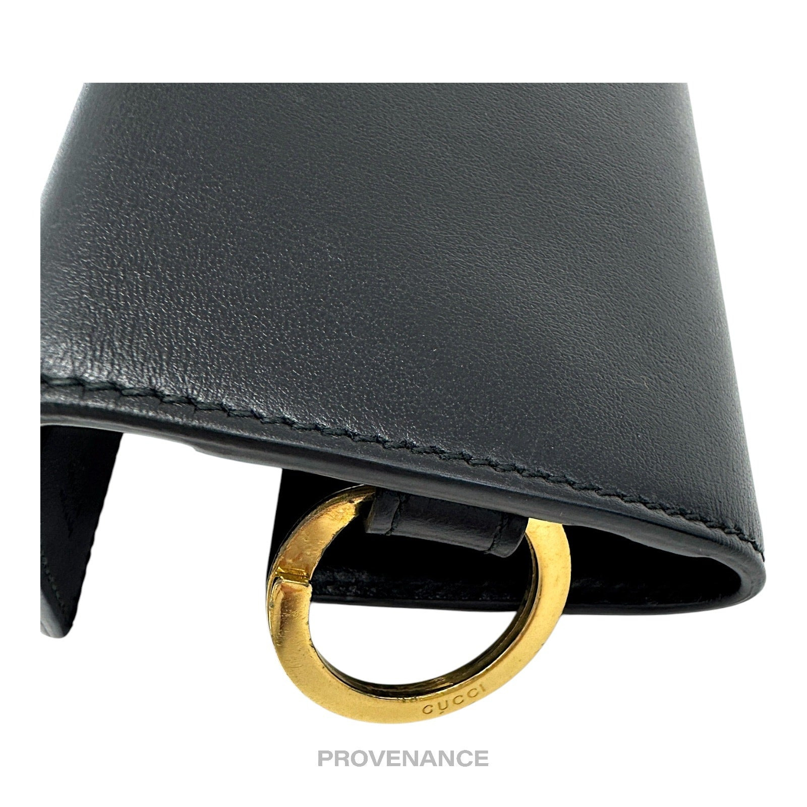 Gucci GG Vintage Logo 6 Key Holder - Black Leather Gold - 9