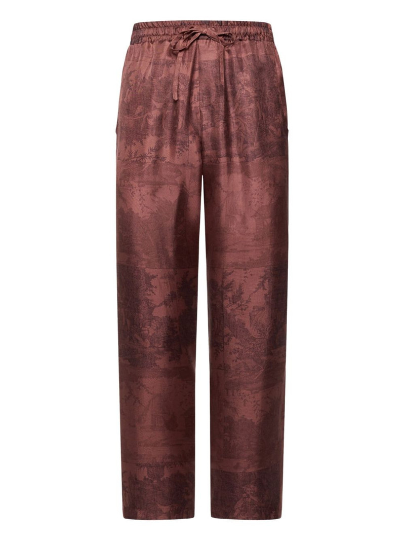 landscape-print drawstring-waist trousers 1