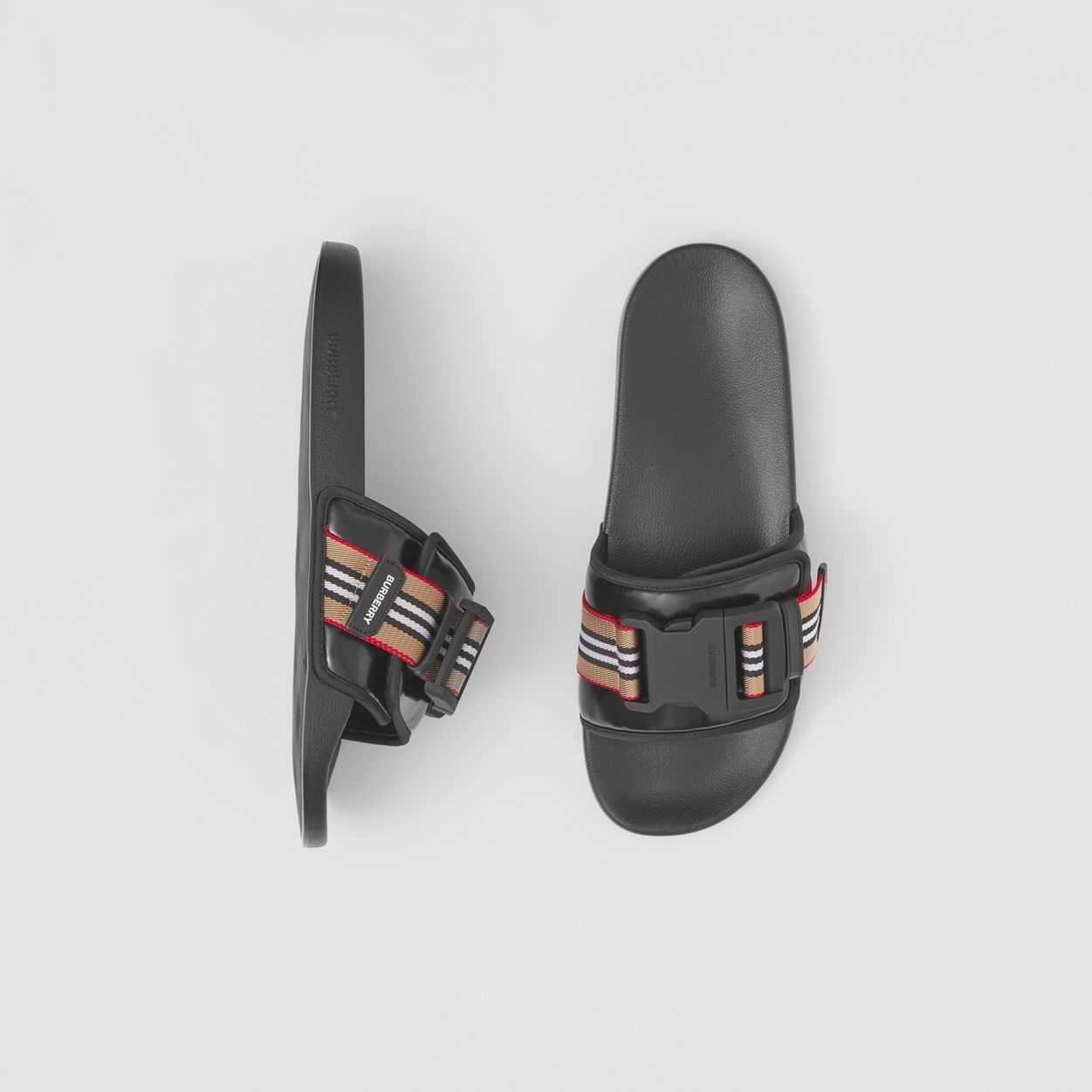 Icon Stripe Trim Coated Canvas Slides - 2