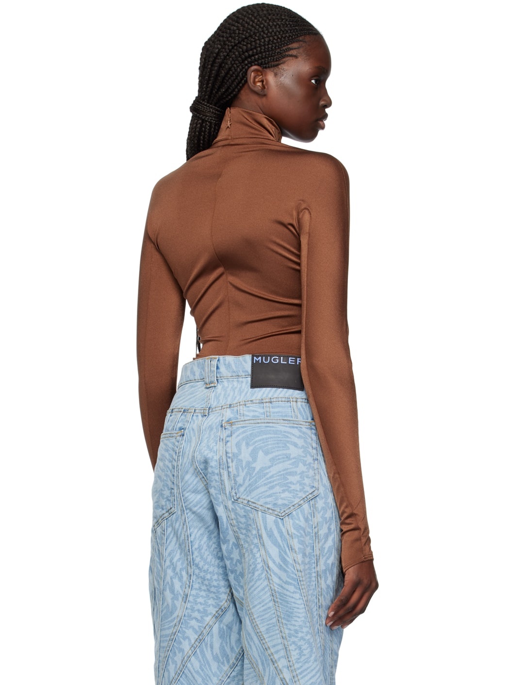 Brown Mock Neck Bodysuit - 3