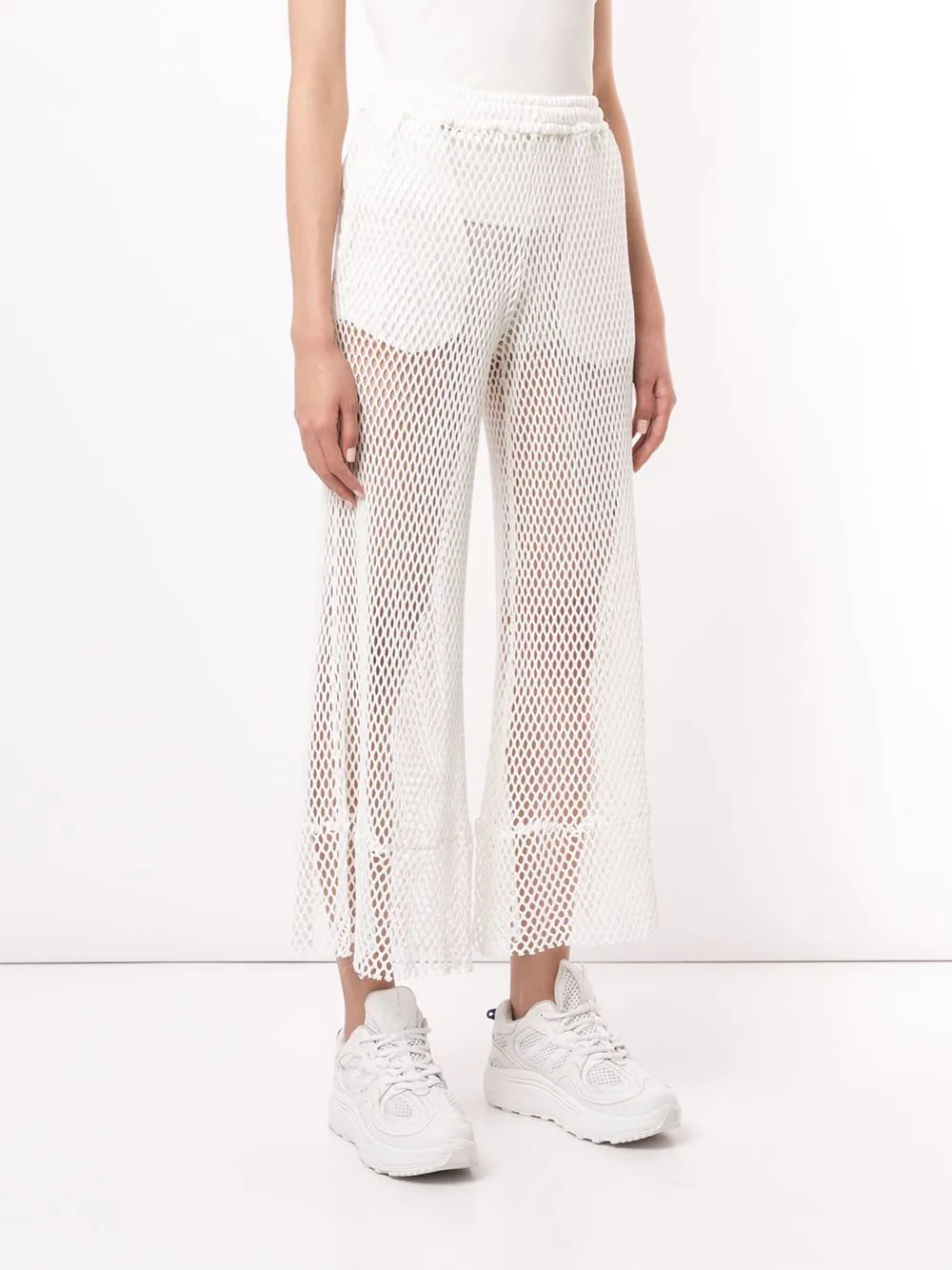 flared mesh trousers - 3