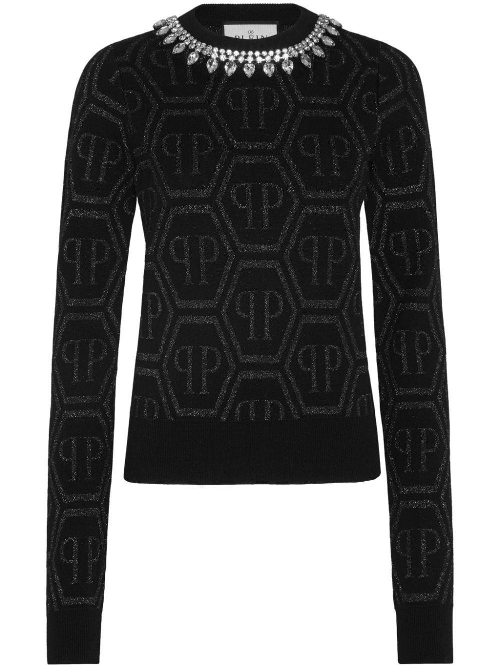 monogram crystal-embellished jumper - 1