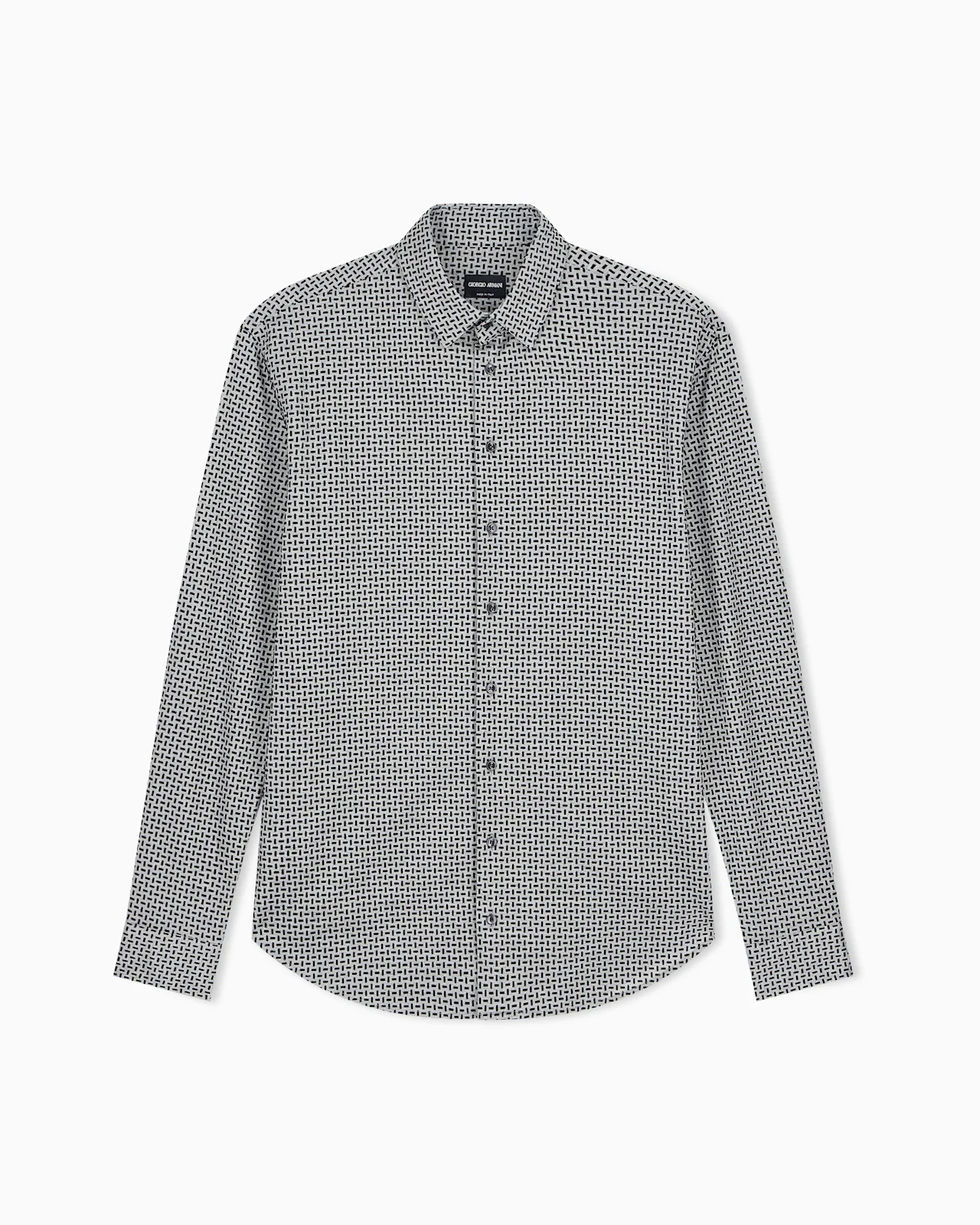 REGULAR FIT COTTON JERSEY SHIRT WITH GEOMETRIC FLOCK PRINT - 1