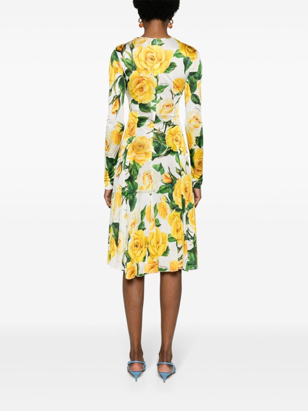 floral-print flared midi dress - 4