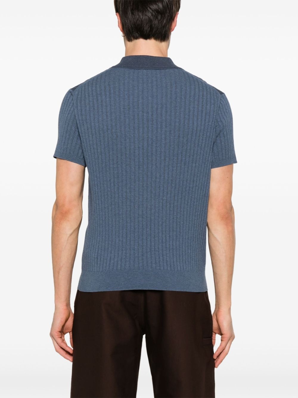 ribbed-knit polo shirt - 3