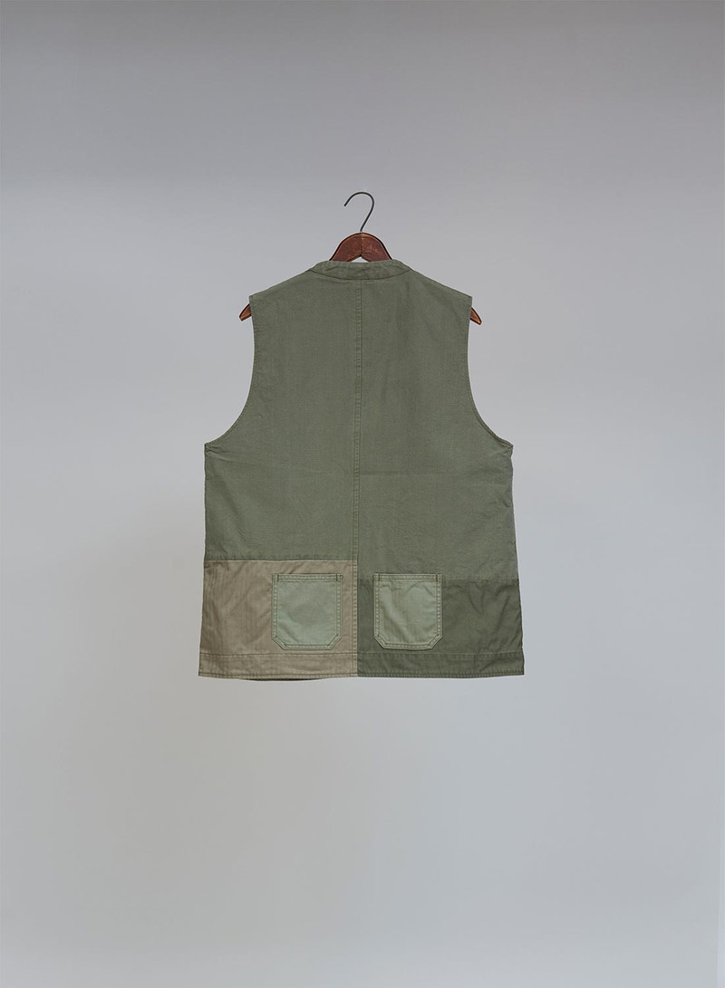 Nigel Cabourn Jerkin Vest Mix in Green outlook