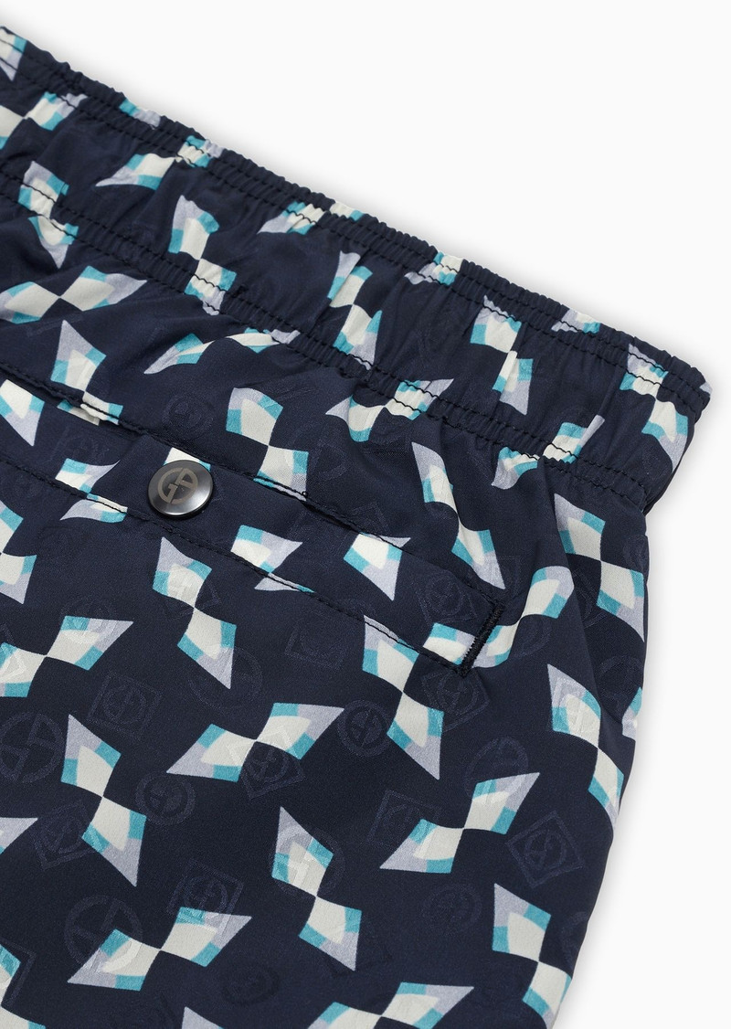 GIORGIO ARMANI Swim trunks with jacquard motif and print outlook