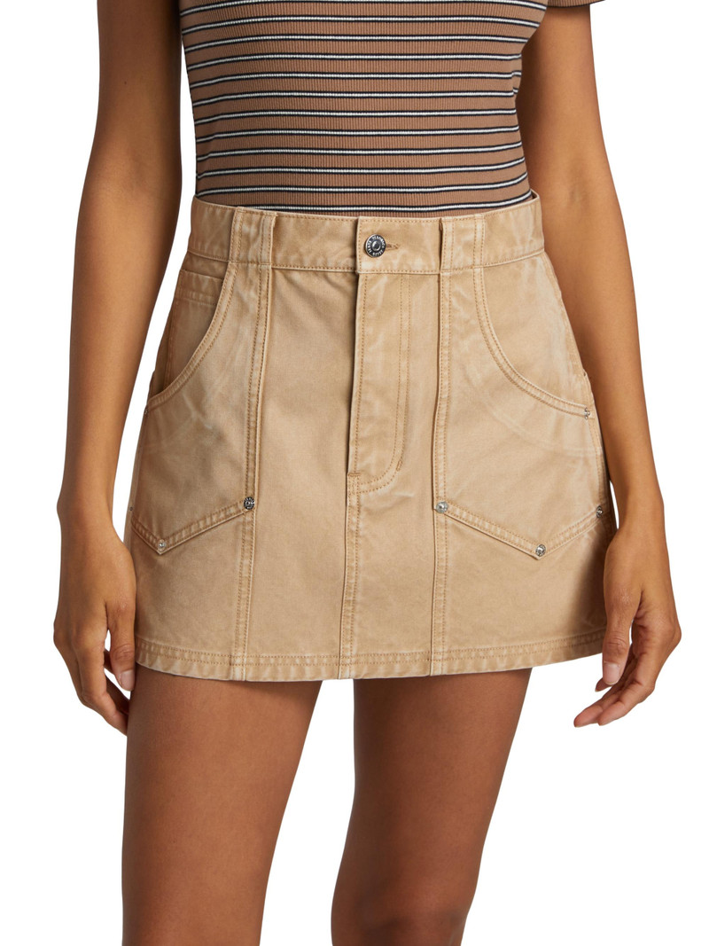 Women's Stelene Denim Miniskirt - Stone Khaki 3