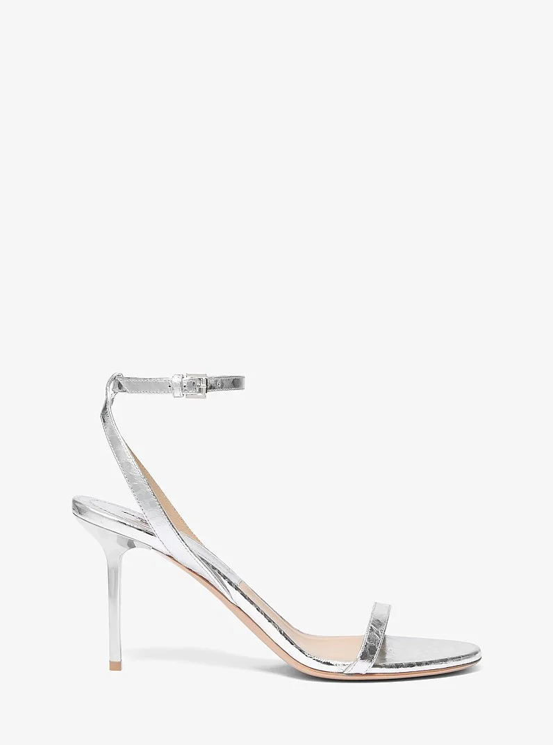 Gwyneth Metallic Snake Embossed Leather Sandal - 1
