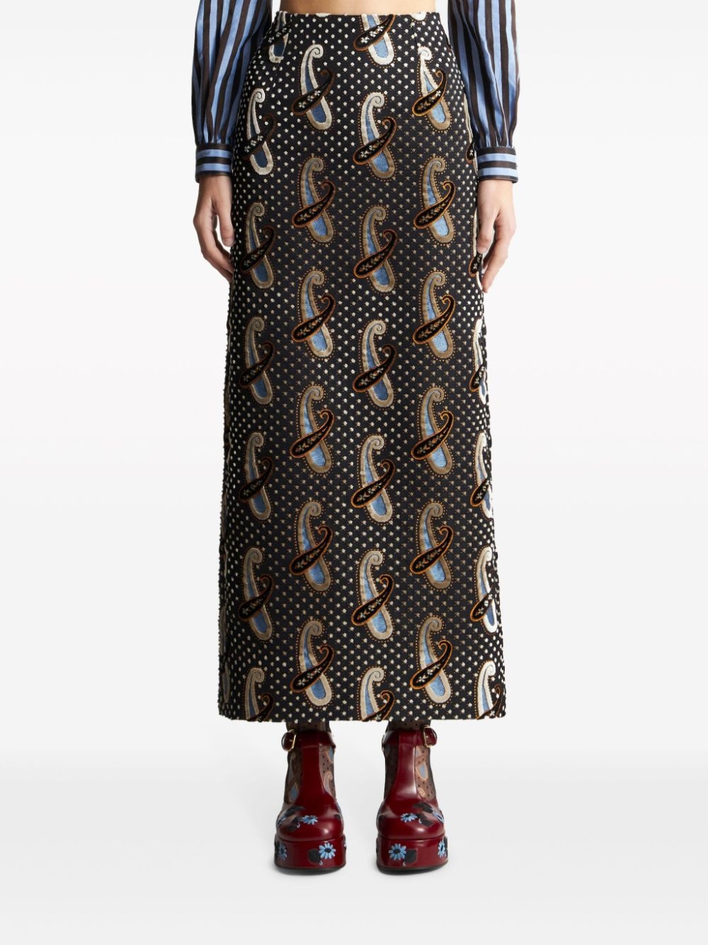 paisley-print high-waisted skirt - 3