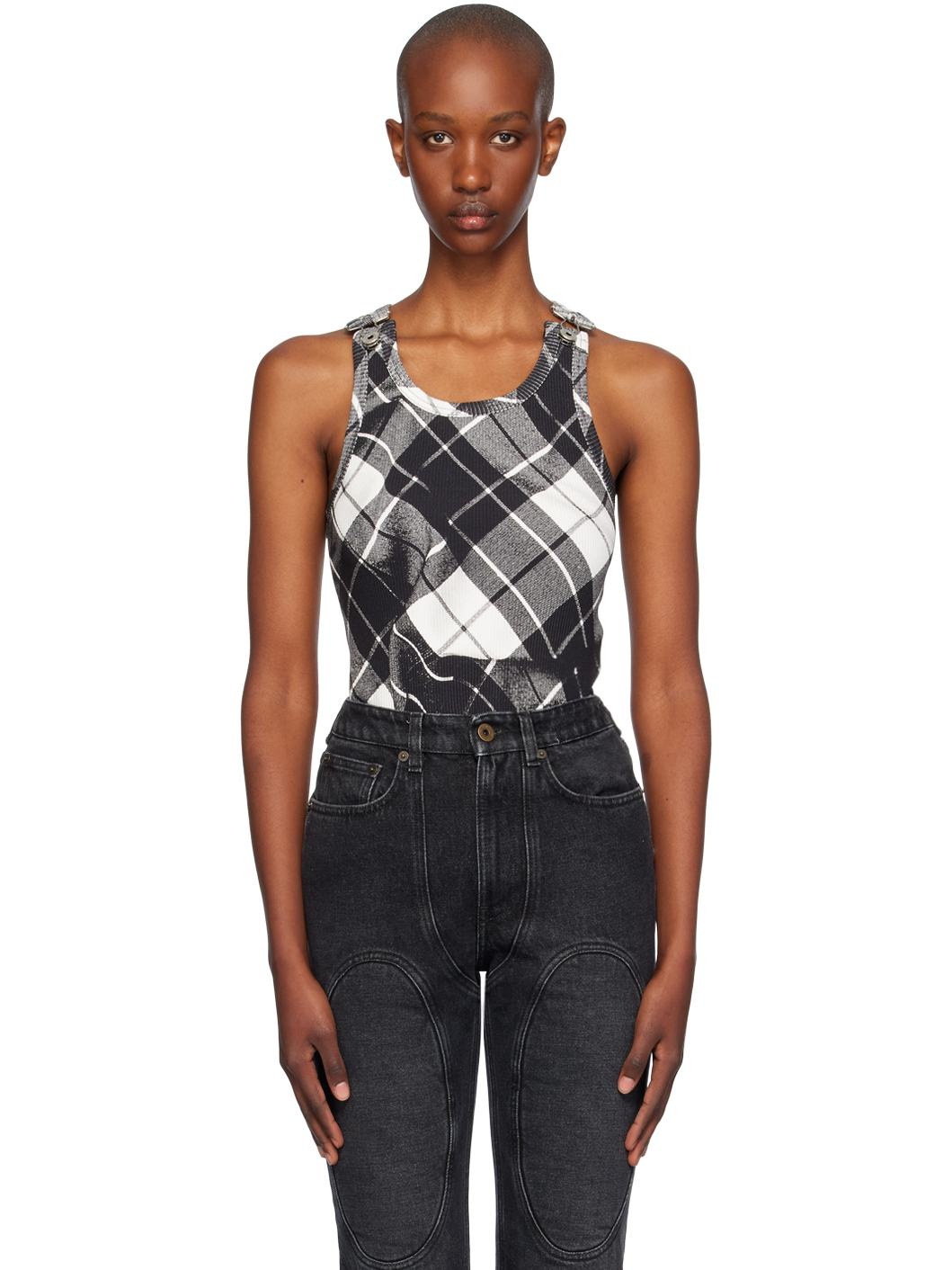 Black & White Tartan Tank Top - 1