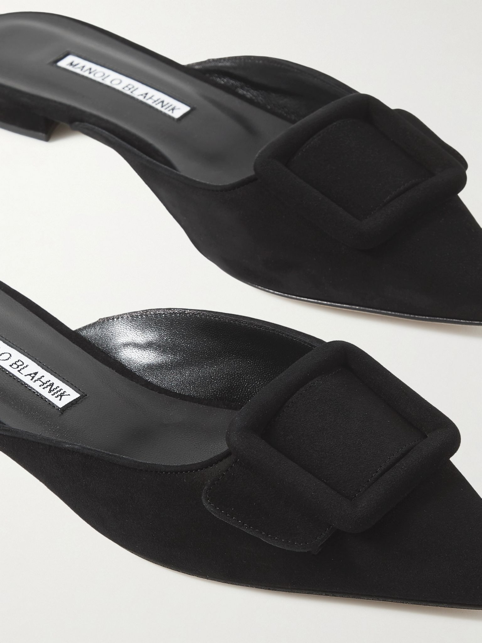 Maysale buckled suede point-toe flats Black - 4