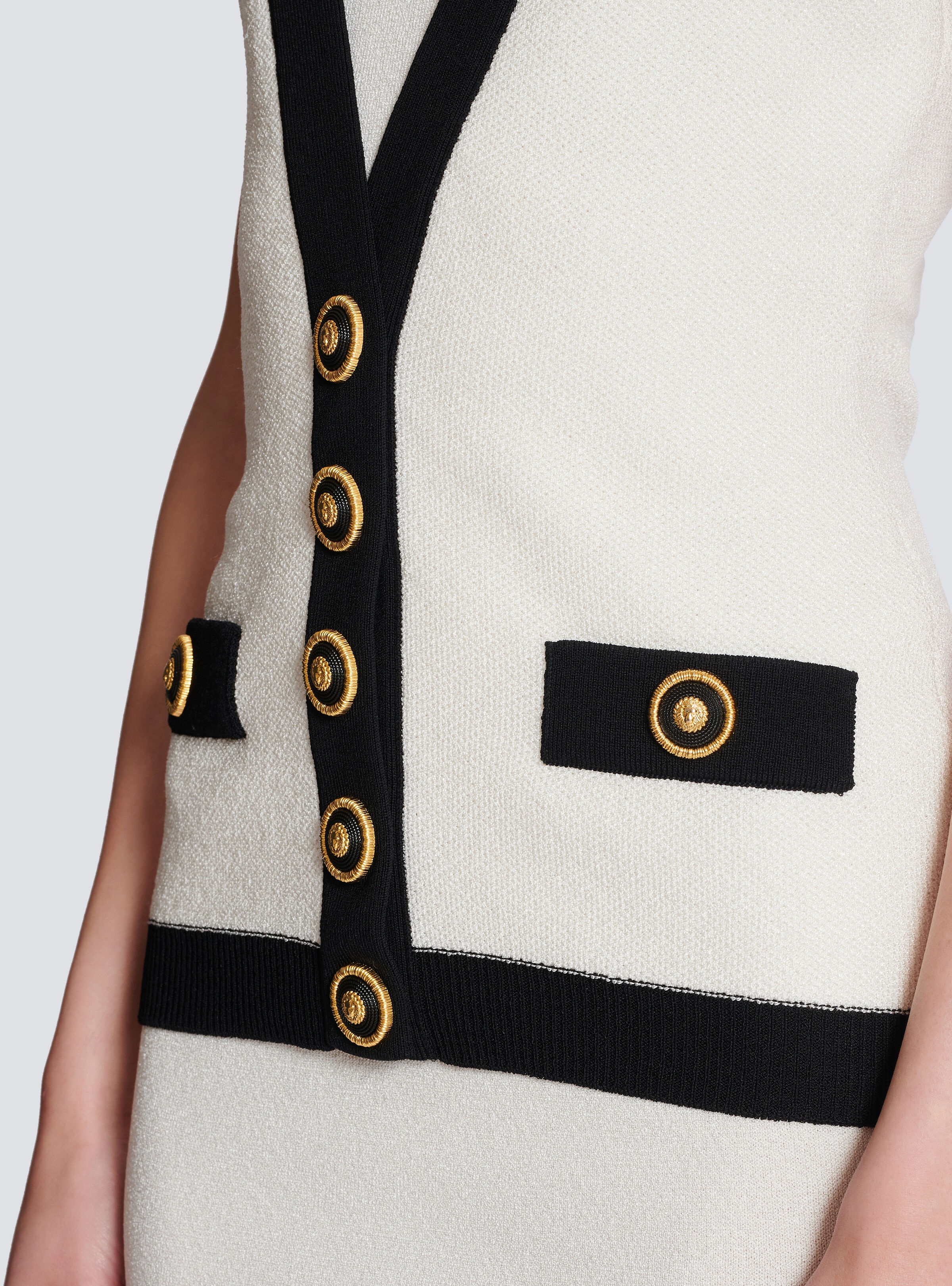 Two-tone knit dress with faux waistcoat design - 9
