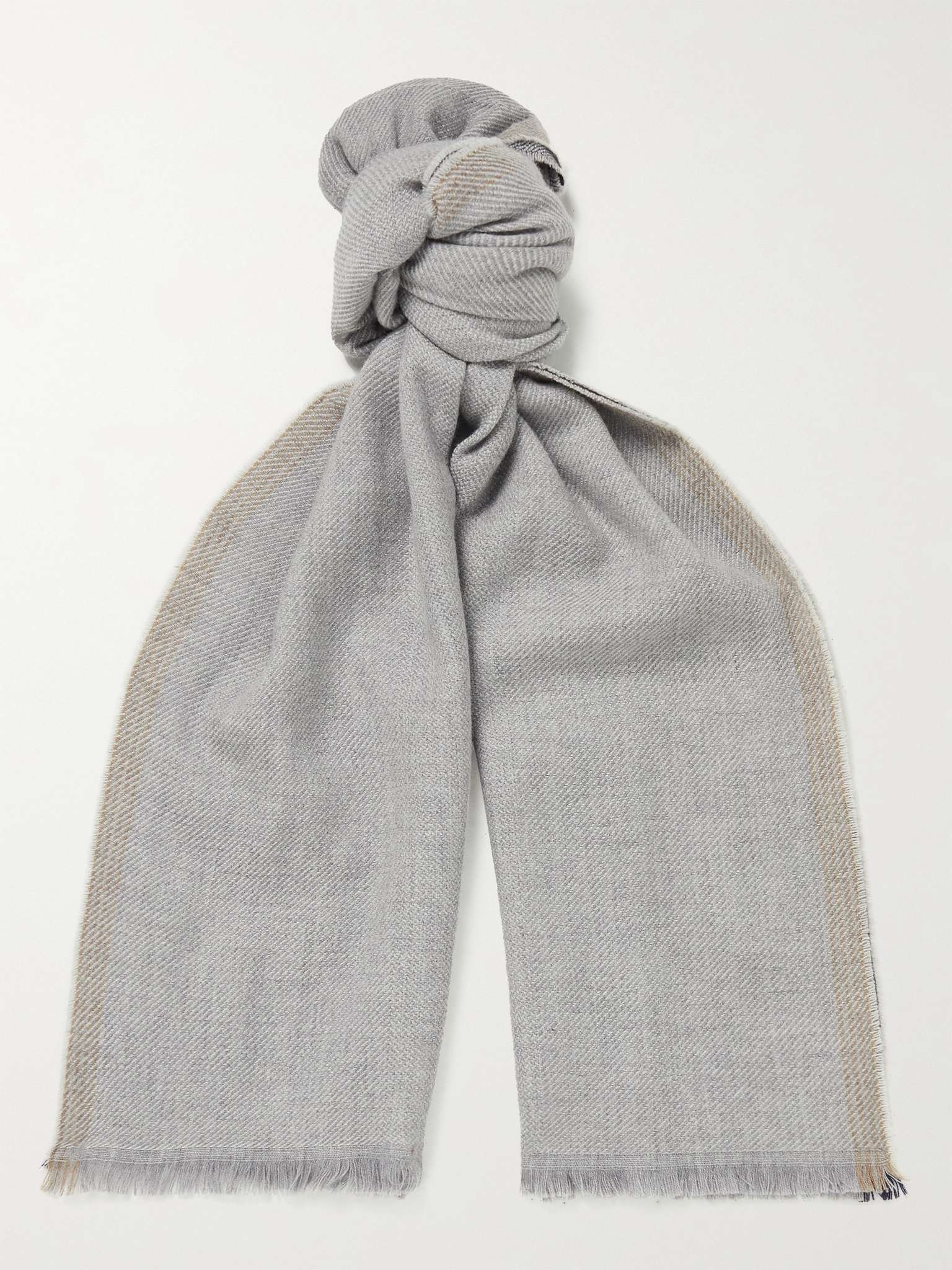 Fringed Striped Wool and Cashmere-Blend Scarf - 1