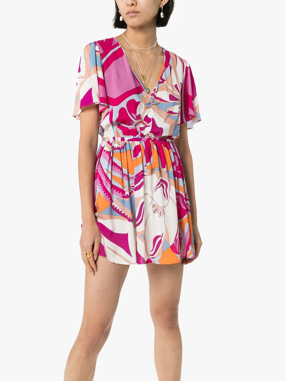 short V-neck print dress - 3