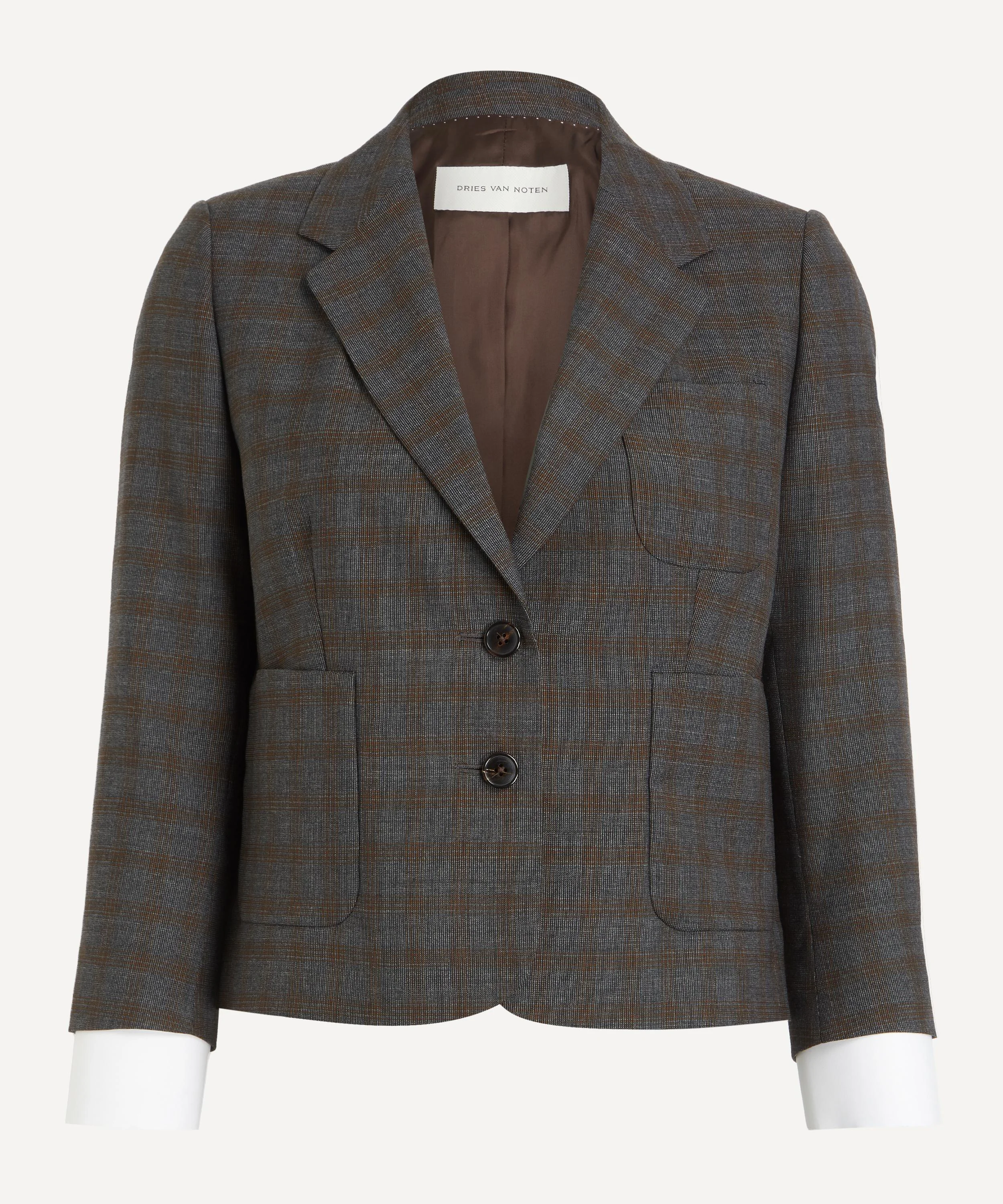 Brown Cropped Wool Blazer - 1