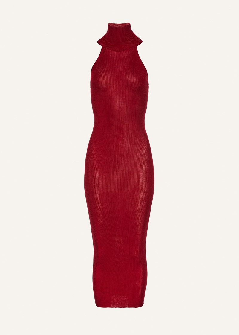 Turtleneck midi dress in bordeaux 1