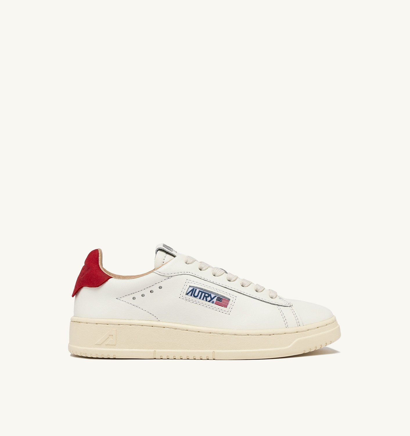 DALLAS LOW SNEAKERS IN WHITE AND RED LEATHER - 1