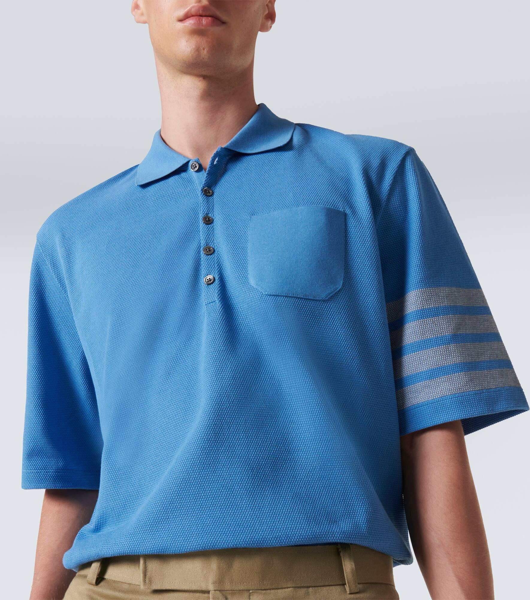 4-Bar cotton piqué polo shirt - 5