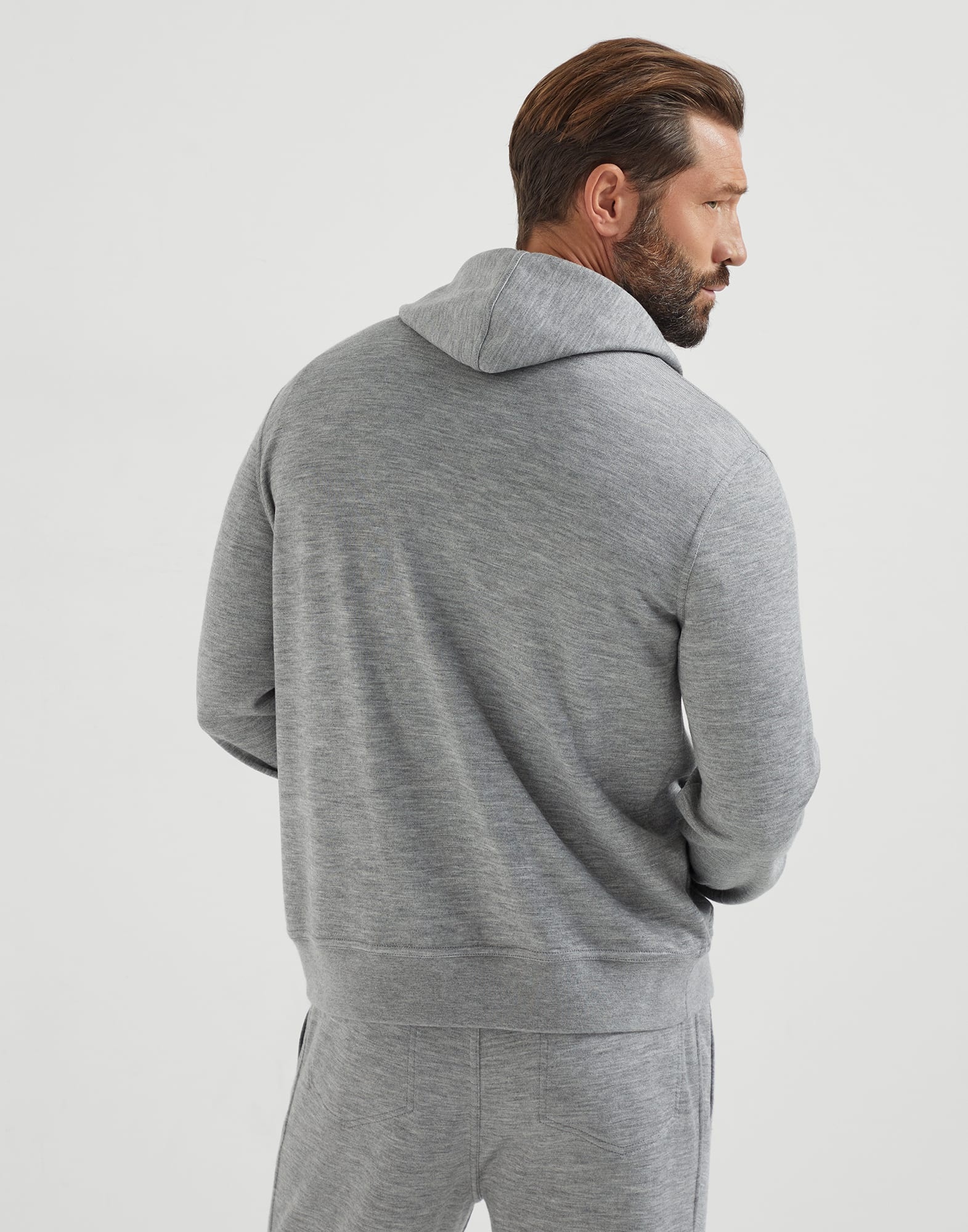 Cashmere and silk French terry hooded sweatshirt with zipper - 2