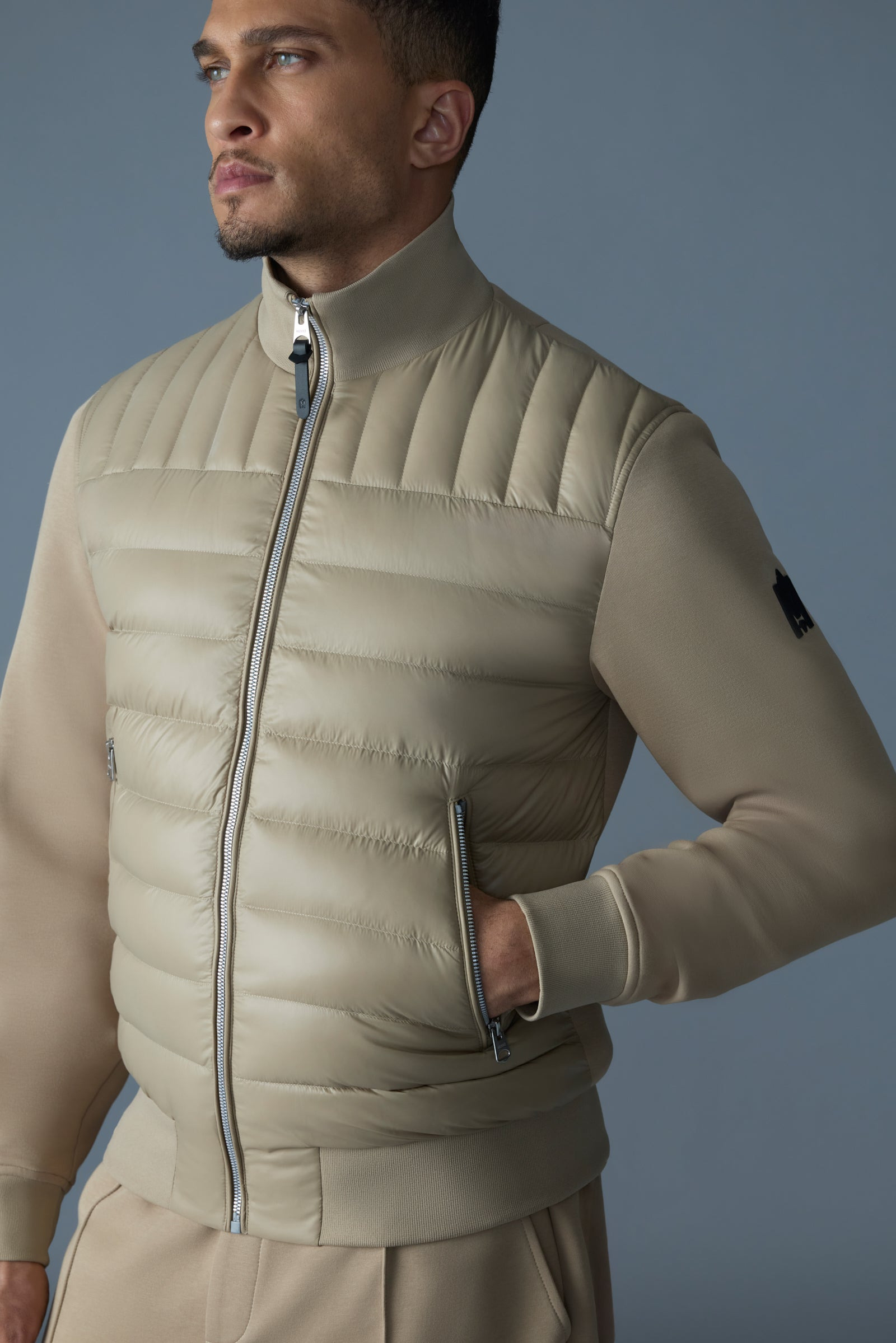 COLLIN-R Nano Down Mixed Media Bomber Jacket - 5