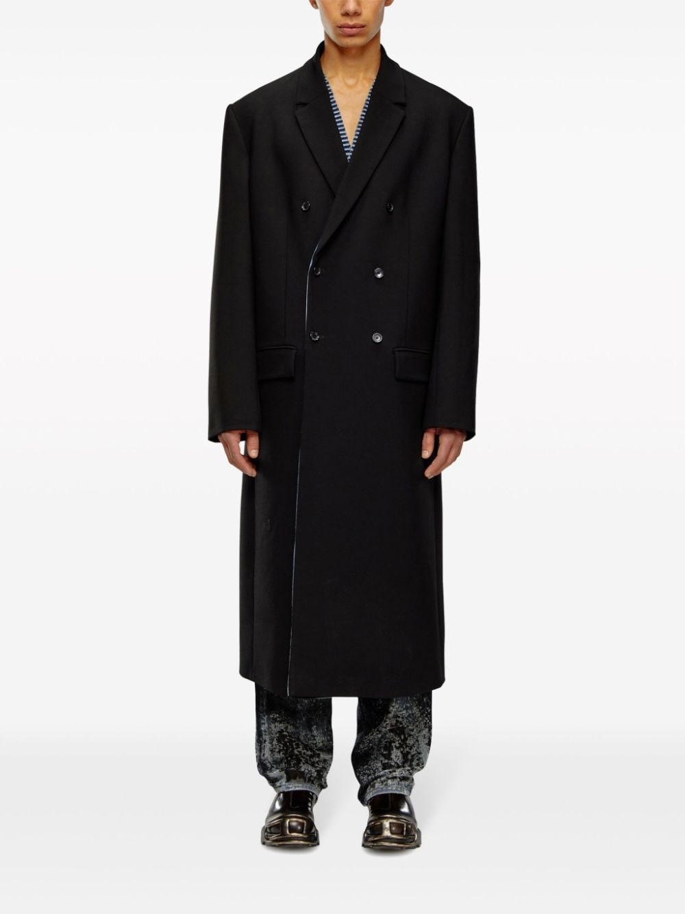 double-breasted tailored coat - 3