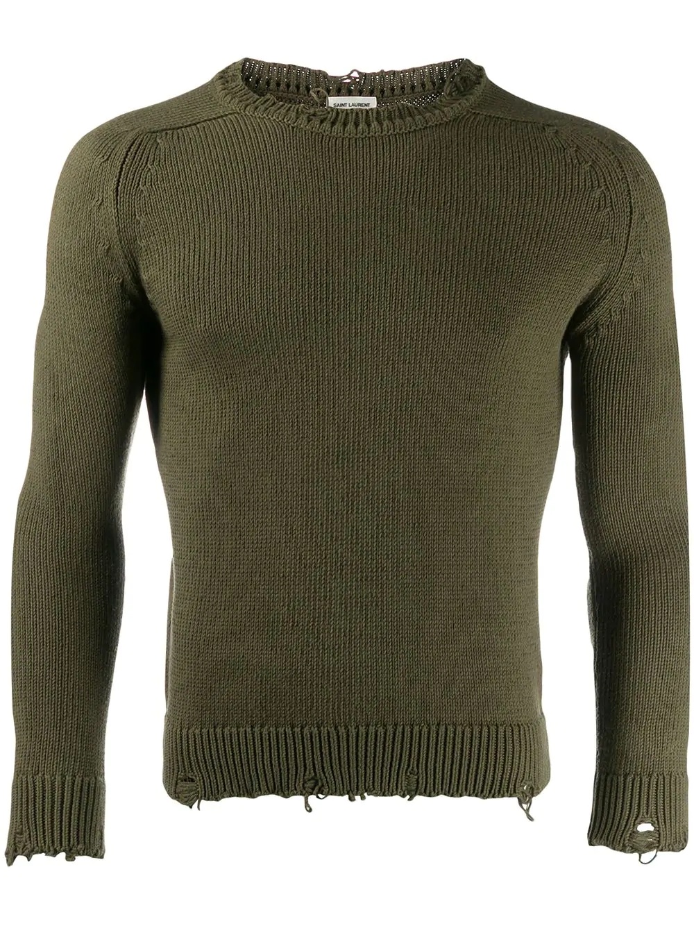 distressed-effect crew neck jumper - 1