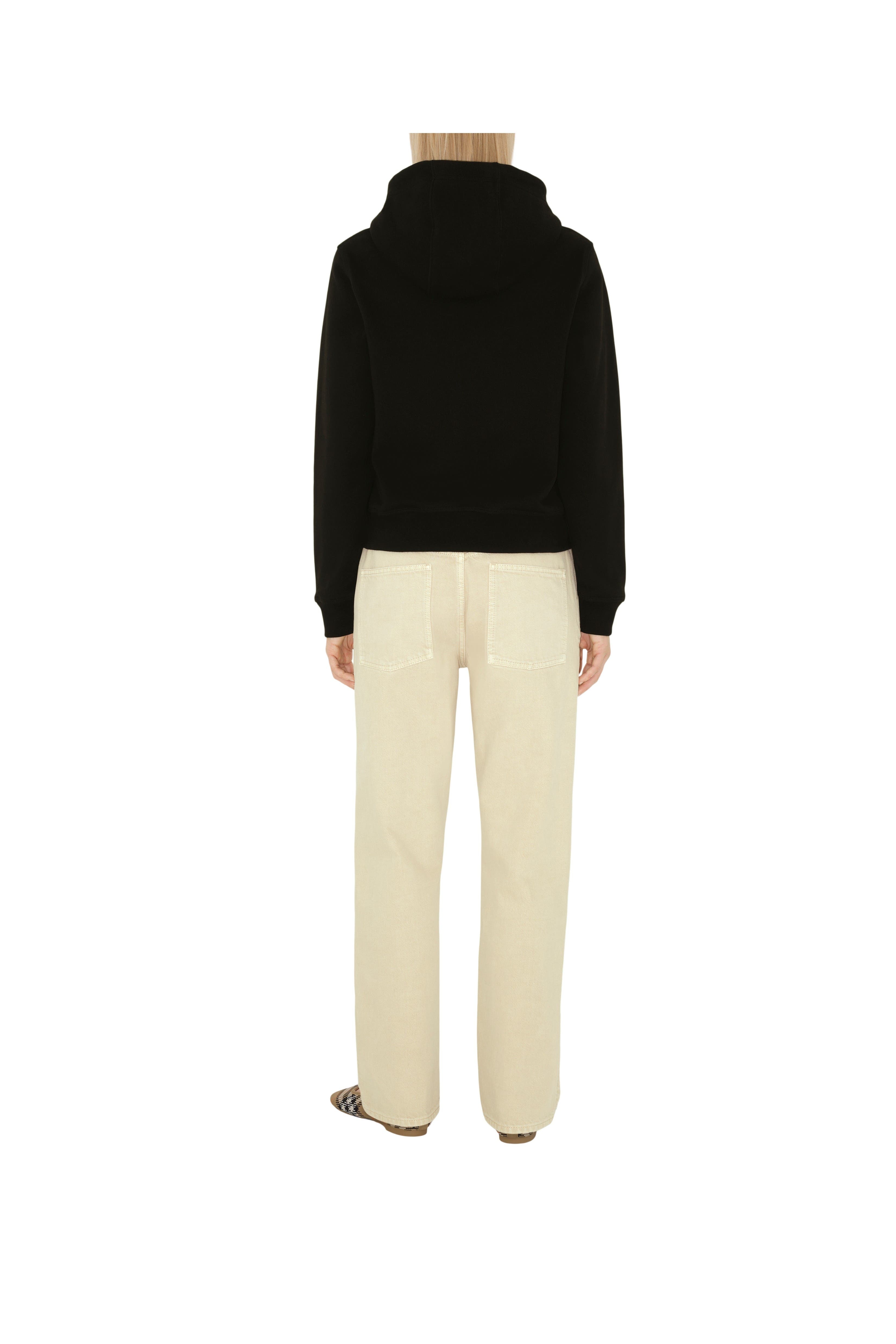 burberry Check Label Cotton Zip Hoodie in Black at Nordstrom - 5