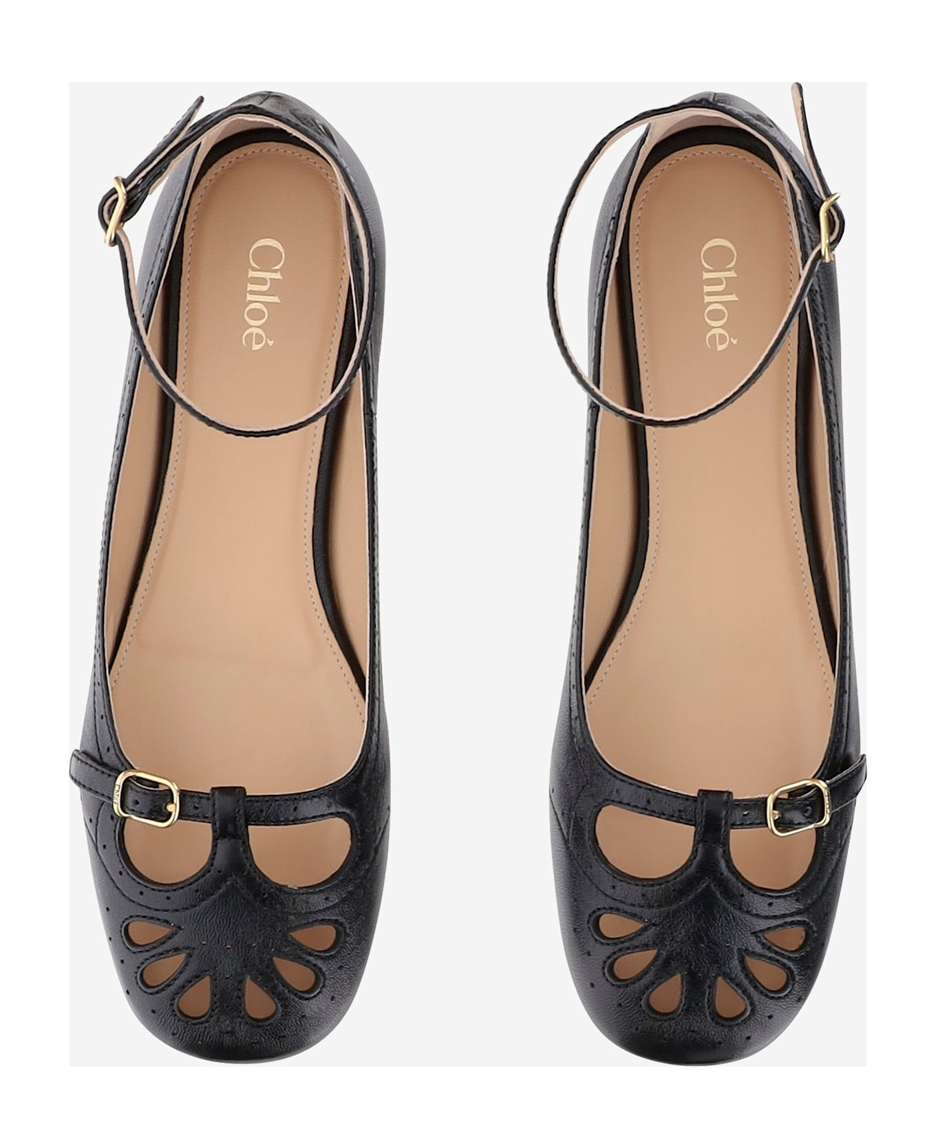 Mixed Leather Ballerina Flats - 2