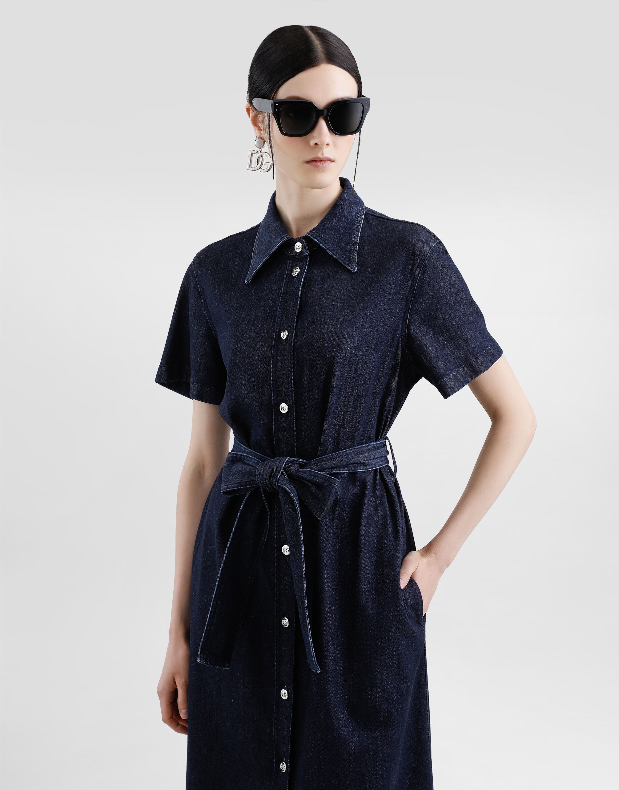 Silk denim shirt dress - 4