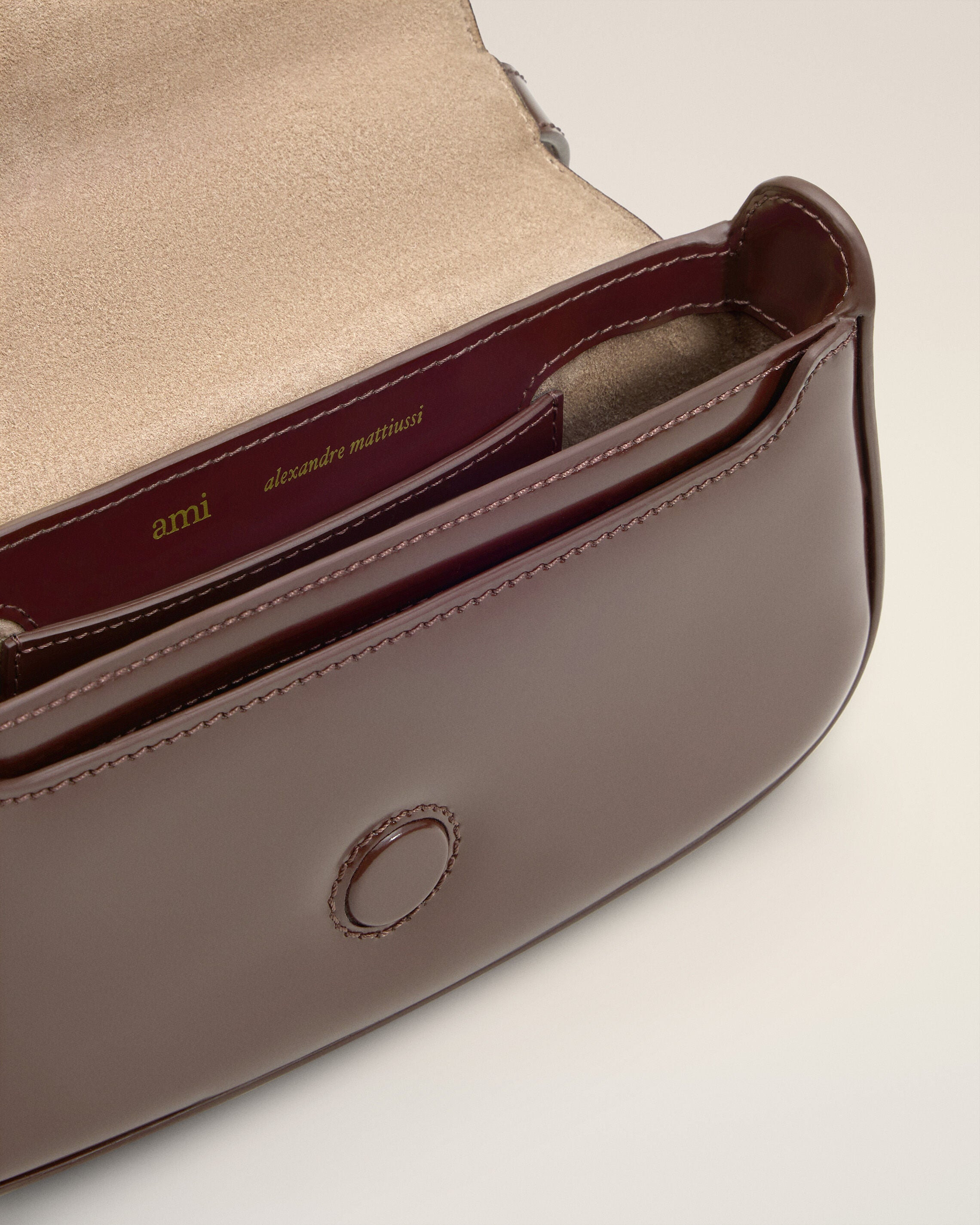 BURGUNDY GLAZED LEATHER SMALL CROSSBODY PARIS PARIS BAG - 6