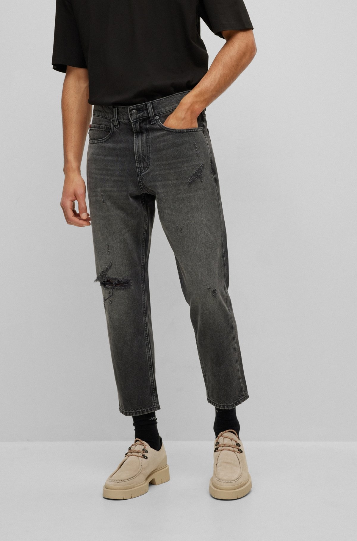 REGULAR-FIT JEANS IN GRAY RIGID DENIM - 2