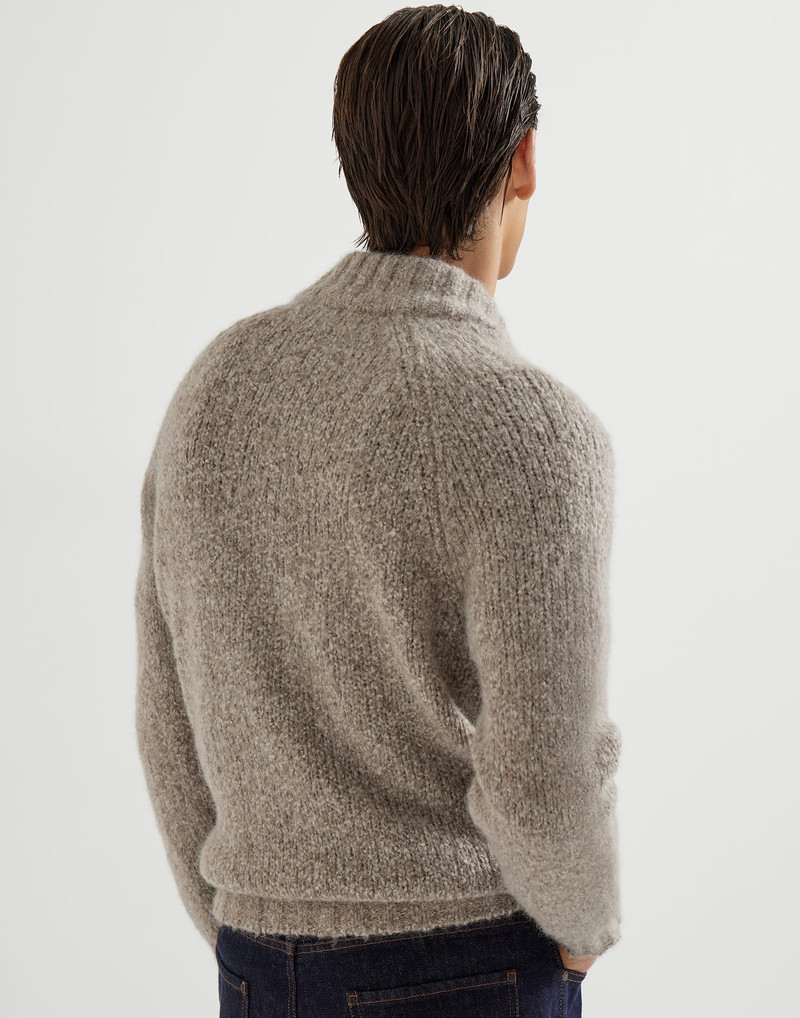 Brunello Cucinelli Flecked alpaca, virgin wool and cashmere cardigan with zipper and raglan sleeves outlook