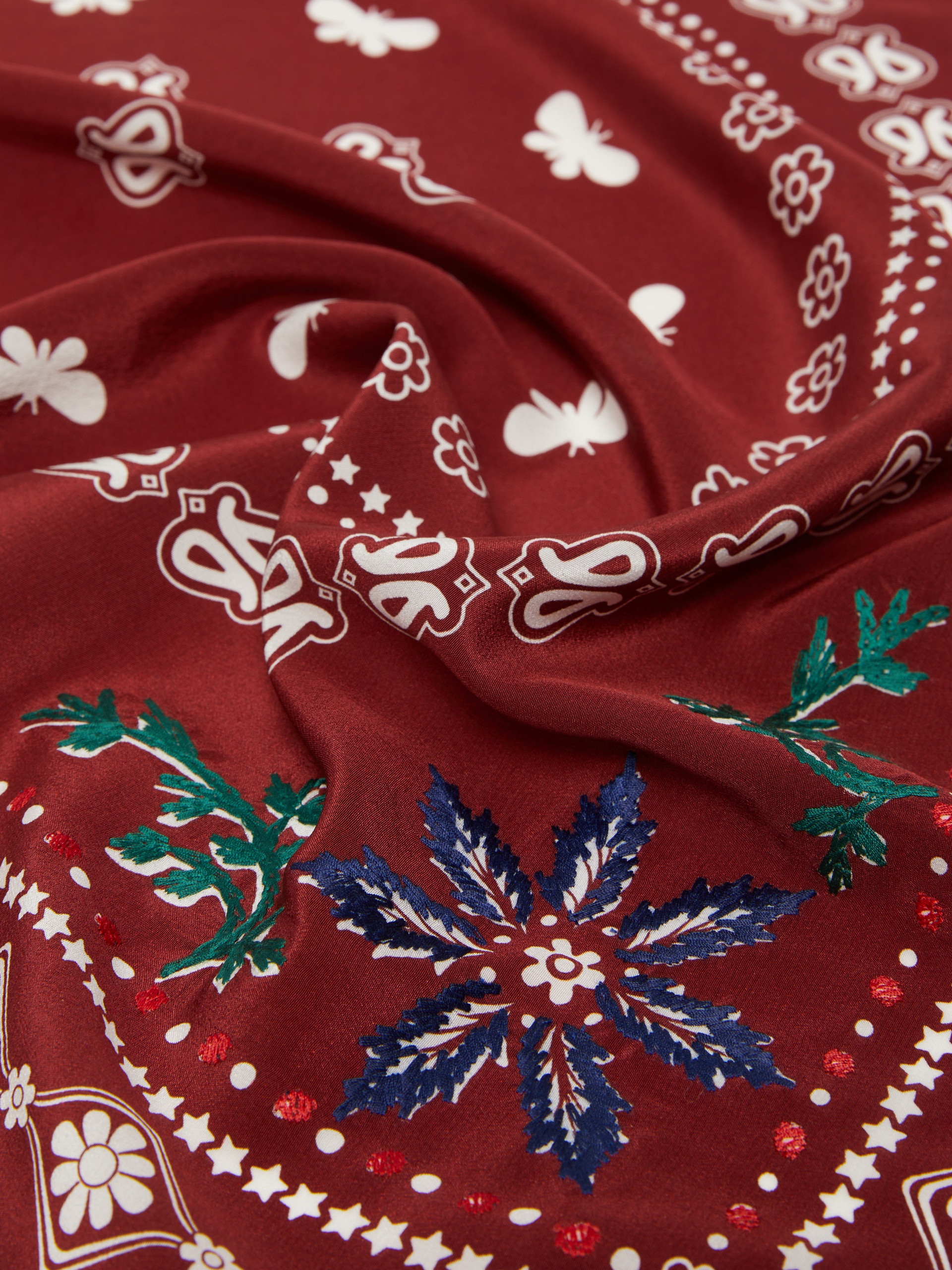 ZELMA Silk scarf with print and embroidery detail - 3
