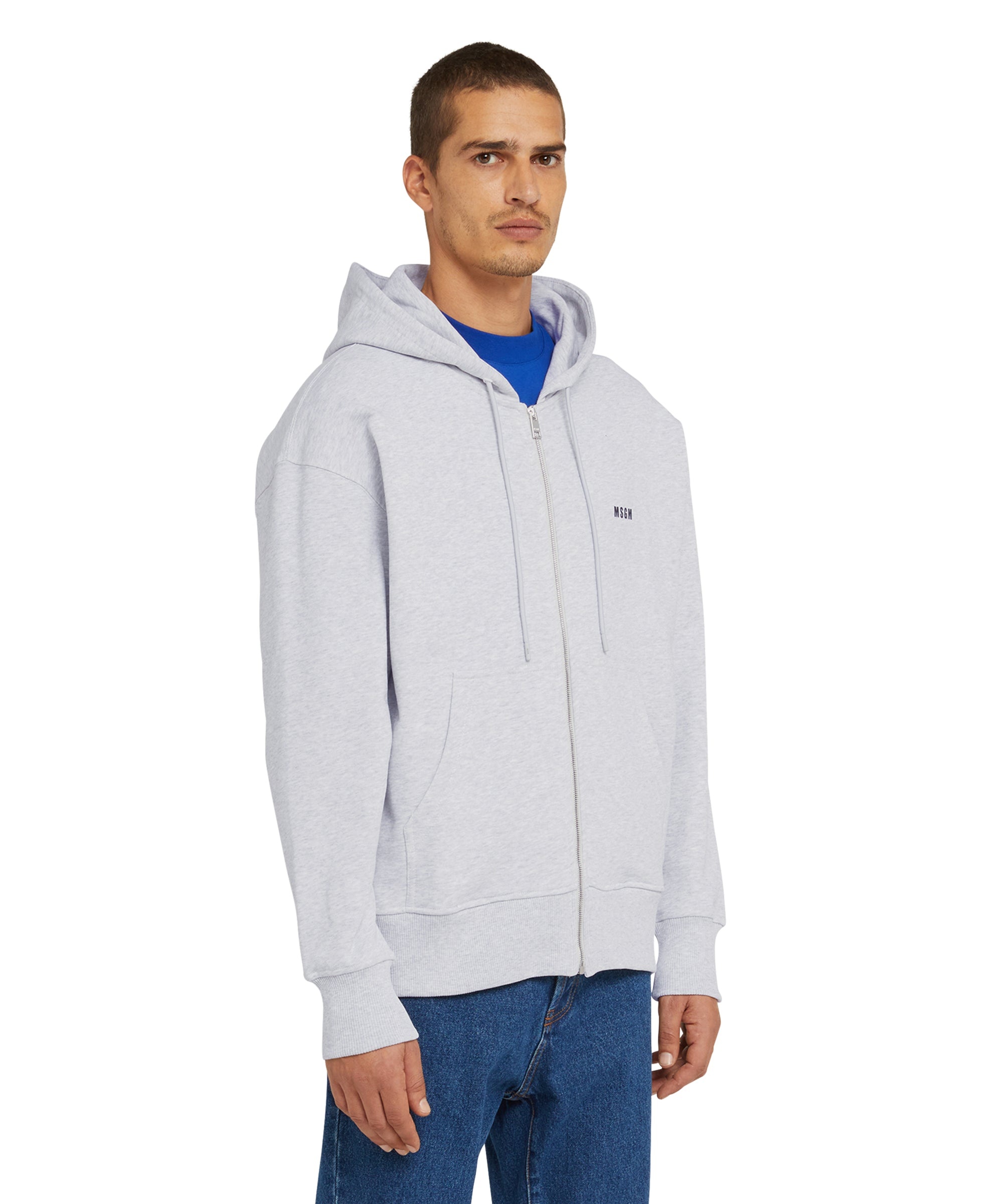 Cotton sweatshirt with hood and micro logo - 4